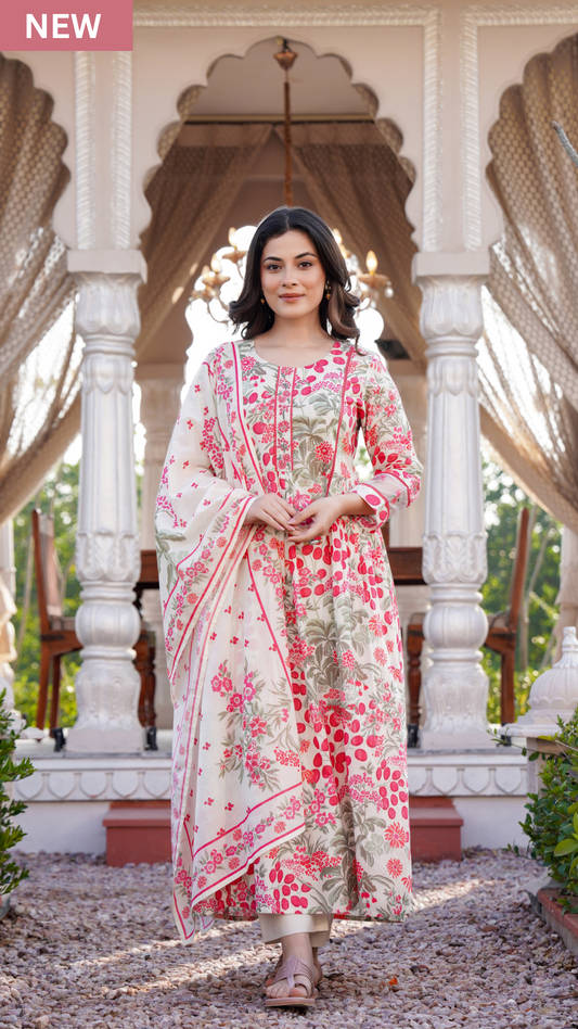 Floral Grace Cotton Suit Set