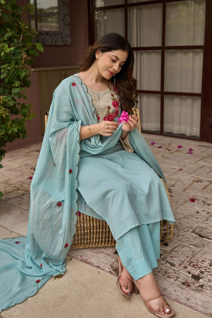 Powder Blue Bloom Suit Set