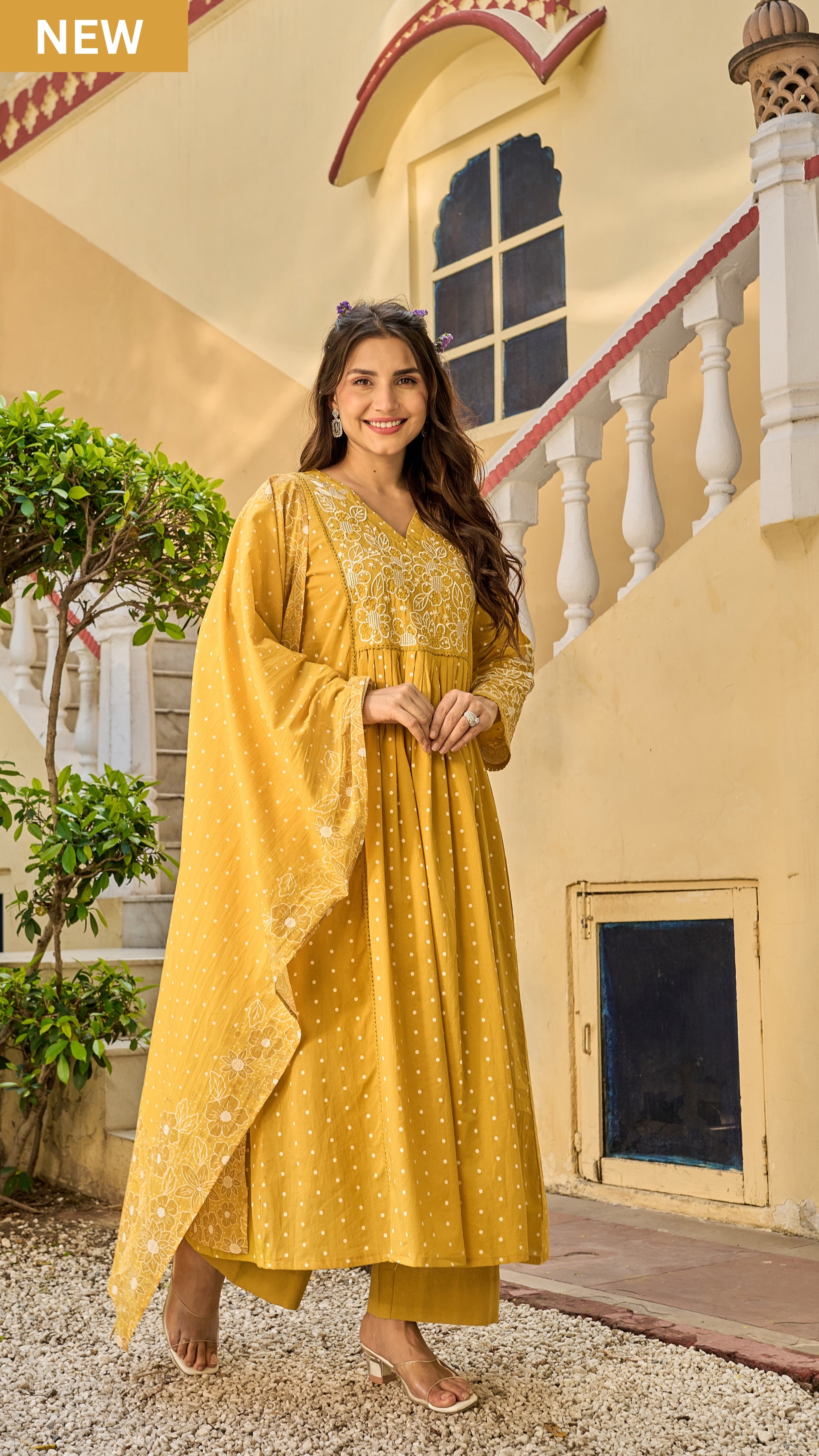 Sunshine Embroidered Mul Cotton Suit Set