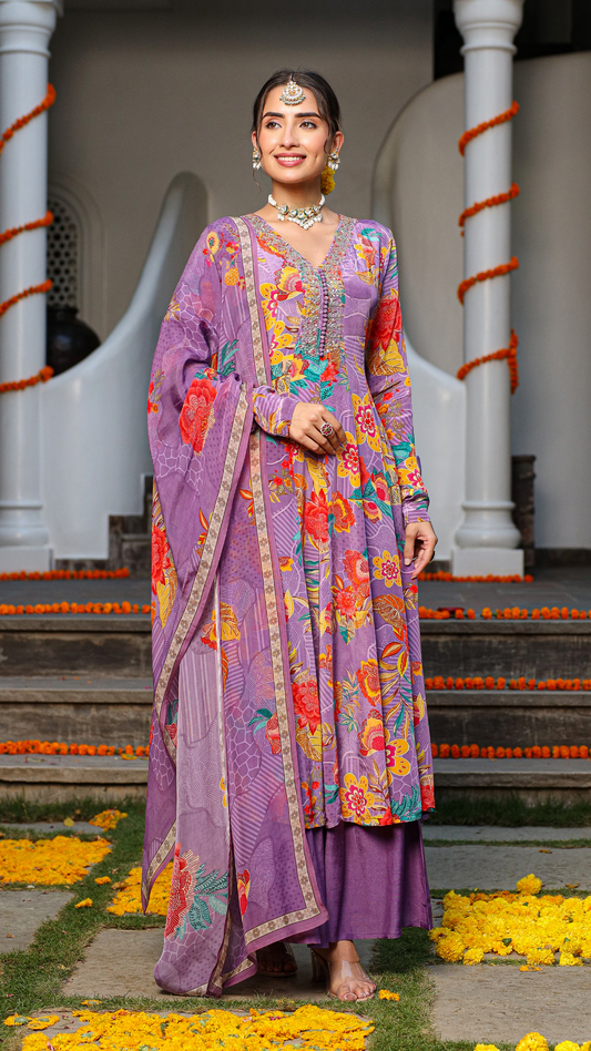 Purple Anarkali set