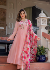 Rose Blush Embroidered Suit Set