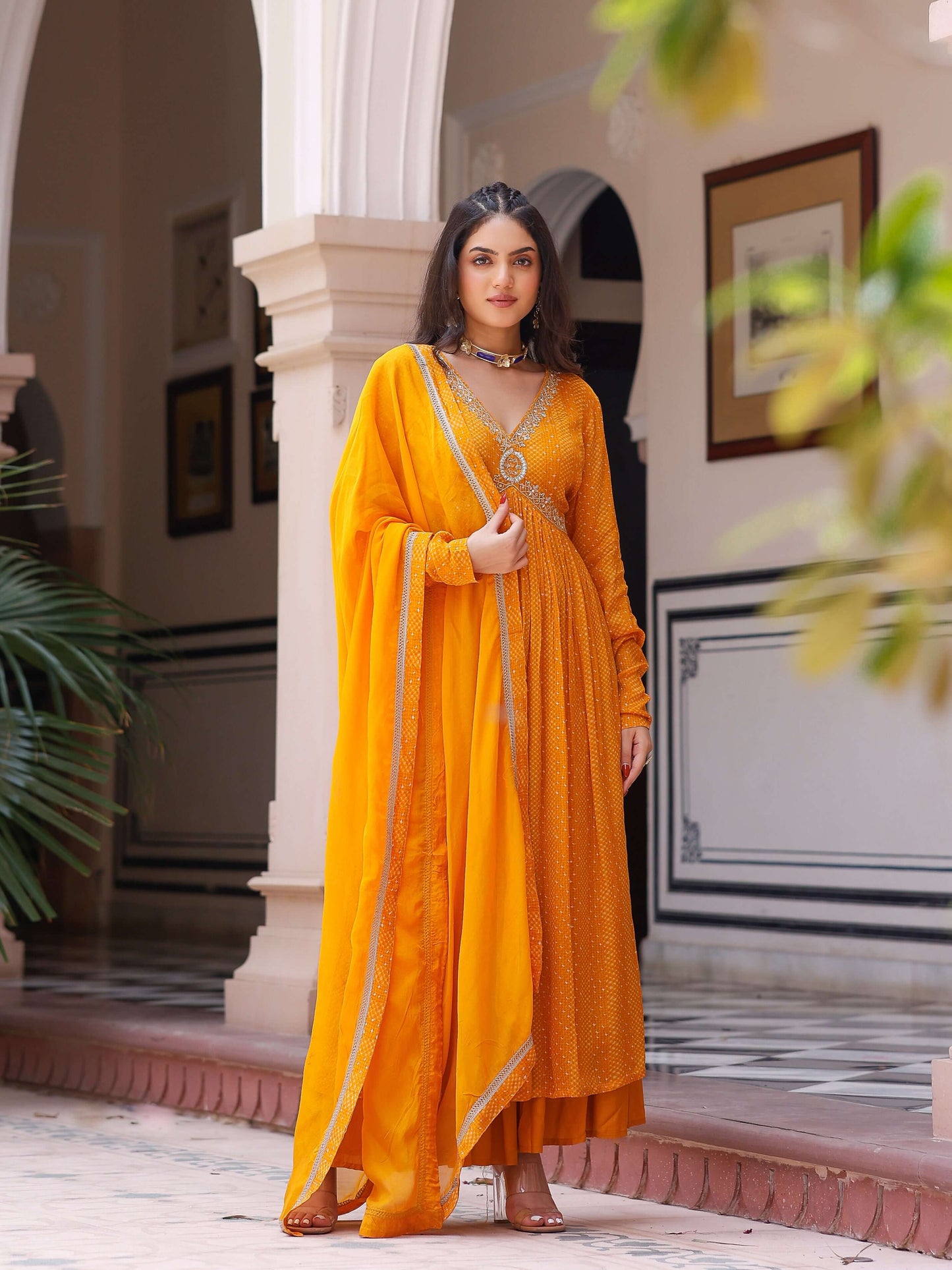 Yellow Anarkali Set