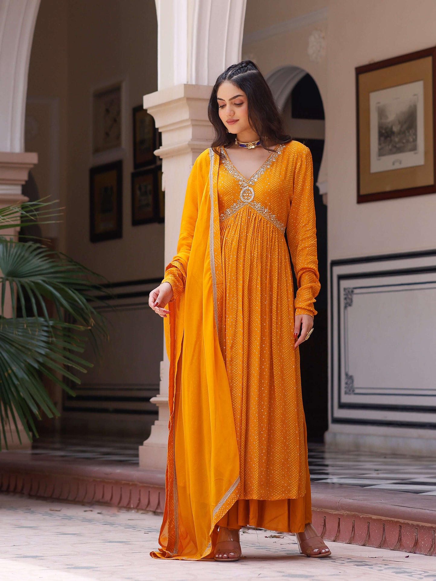 Yellow Anarkali Set