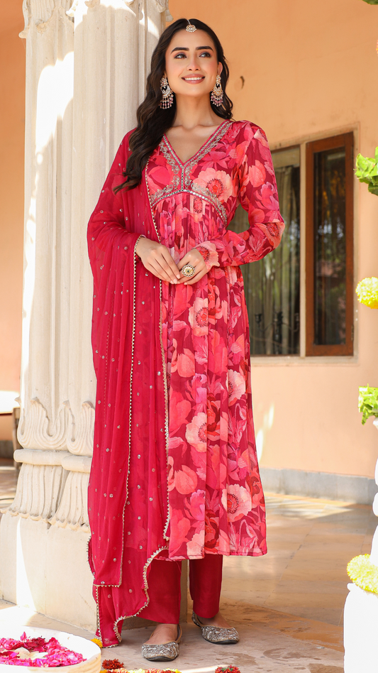 Shades Of Pink Chinnon Kurta Set