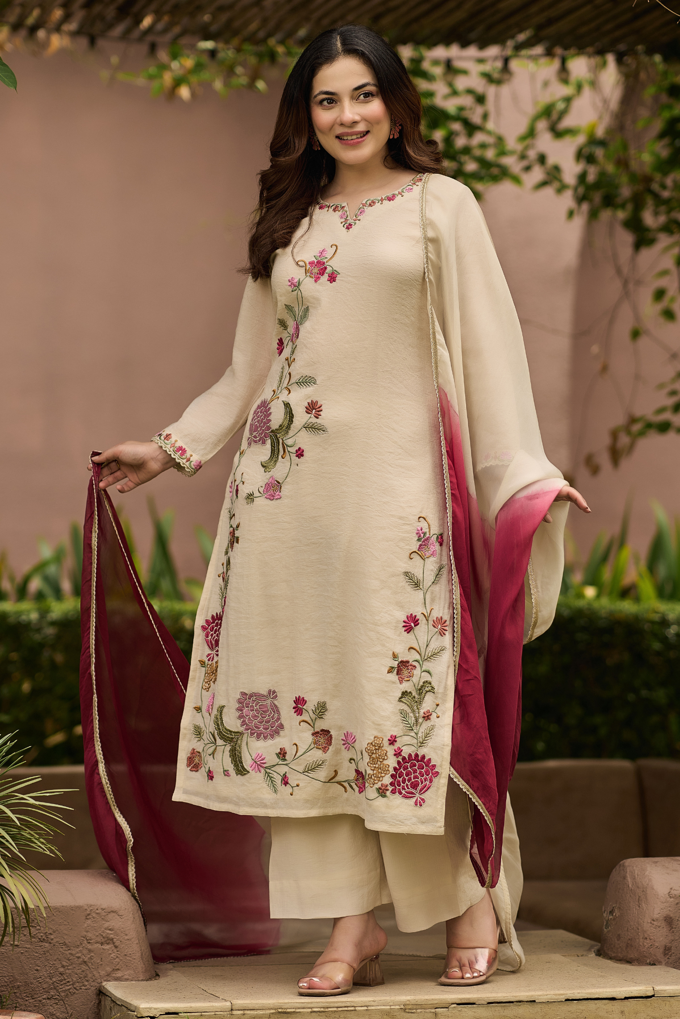 Ivory Floral Suit Set