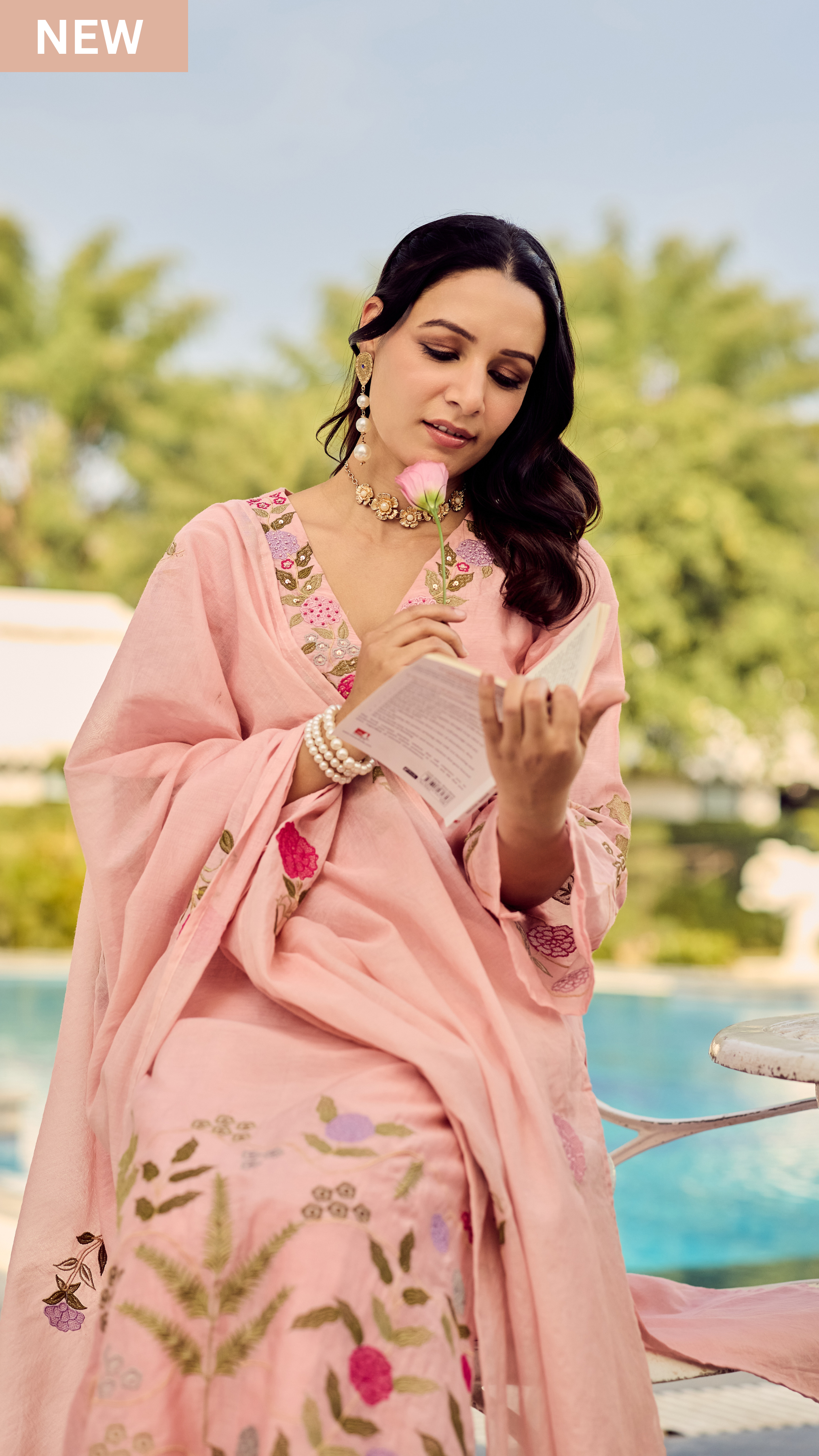 Dusty Rose Glow Chanderi Suit Set