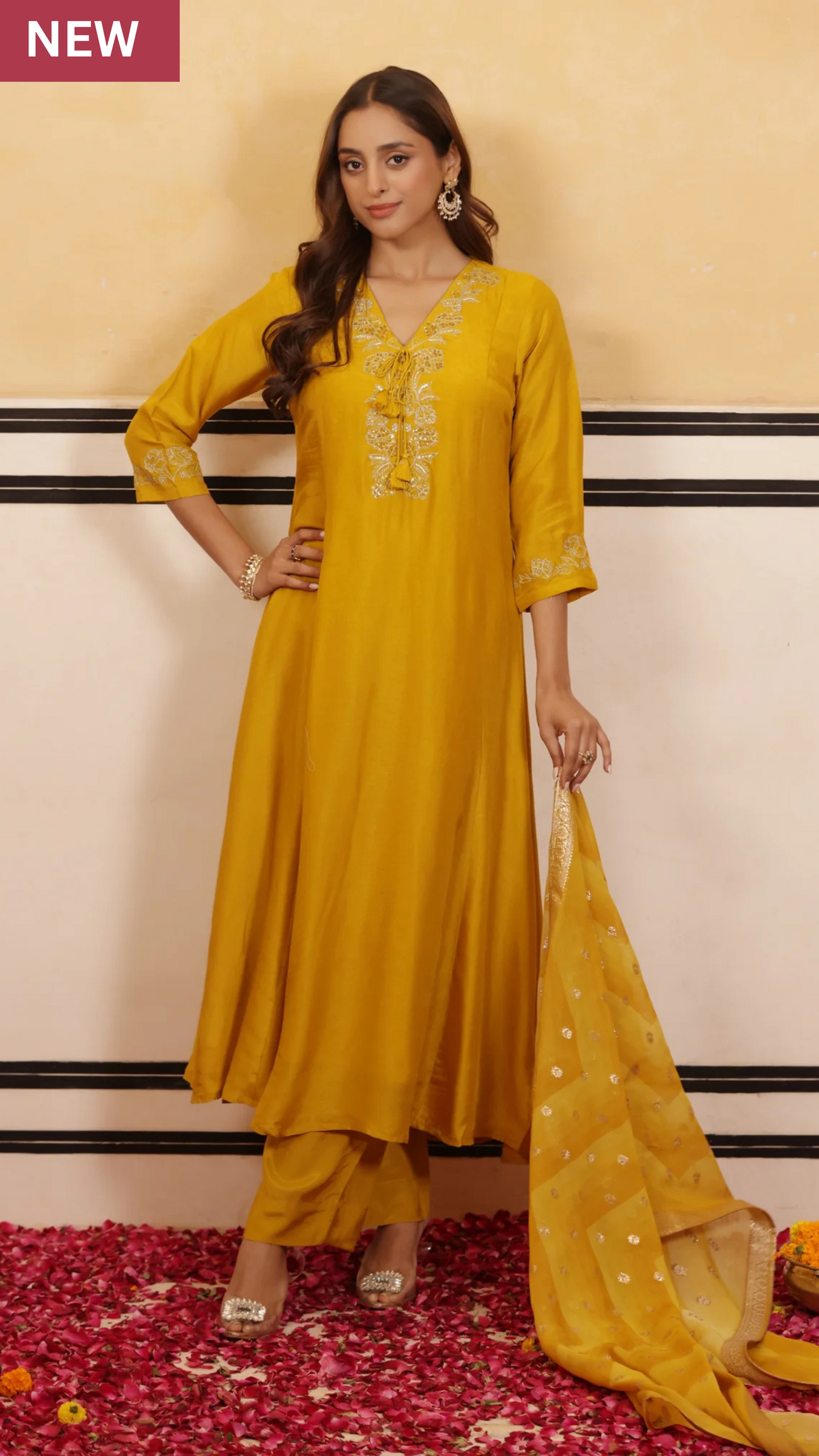 Mustard Glow Silk Suit Set