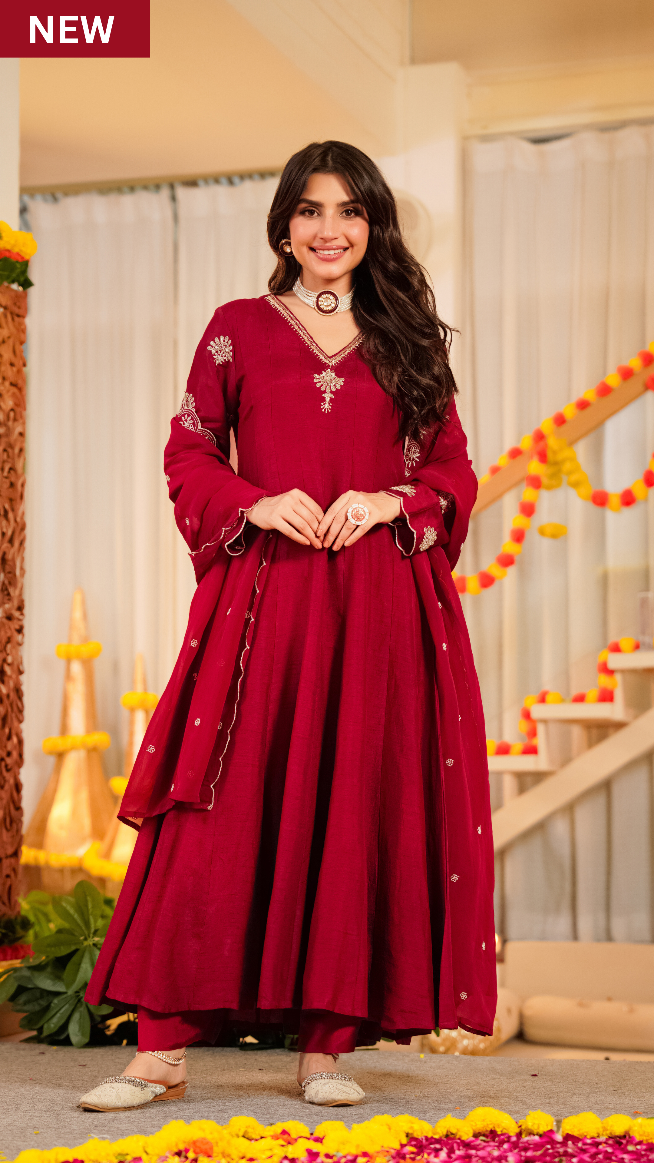 Crimson Royale Satori Silk Suit Set