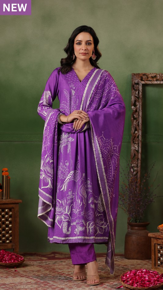 Grape Muslin Suit Set