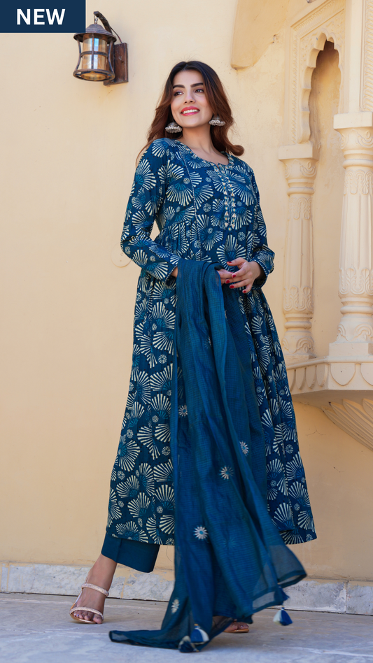 Sapphire Bloom Suit Set