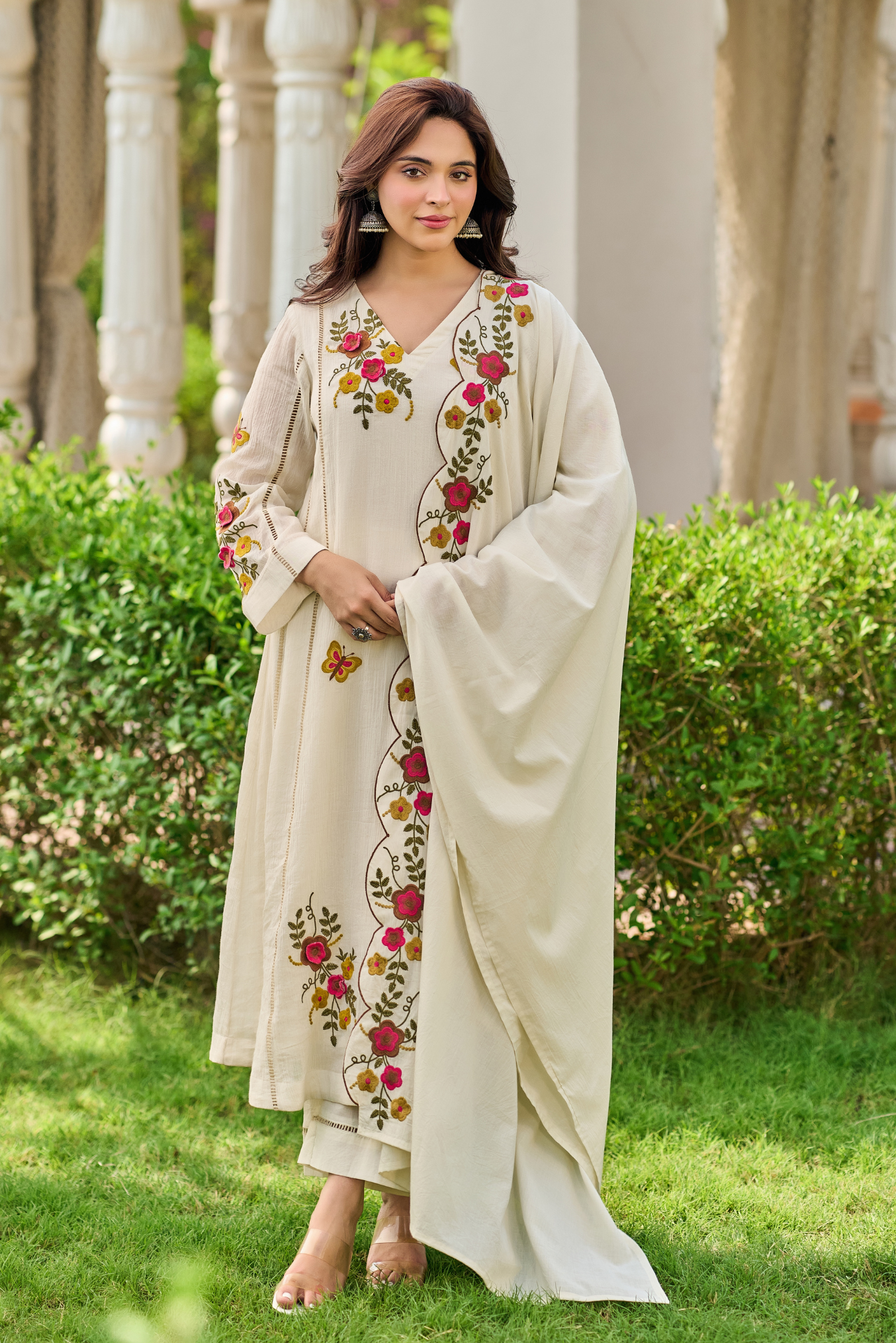 Ivory Pearl Embroidered Suit Set