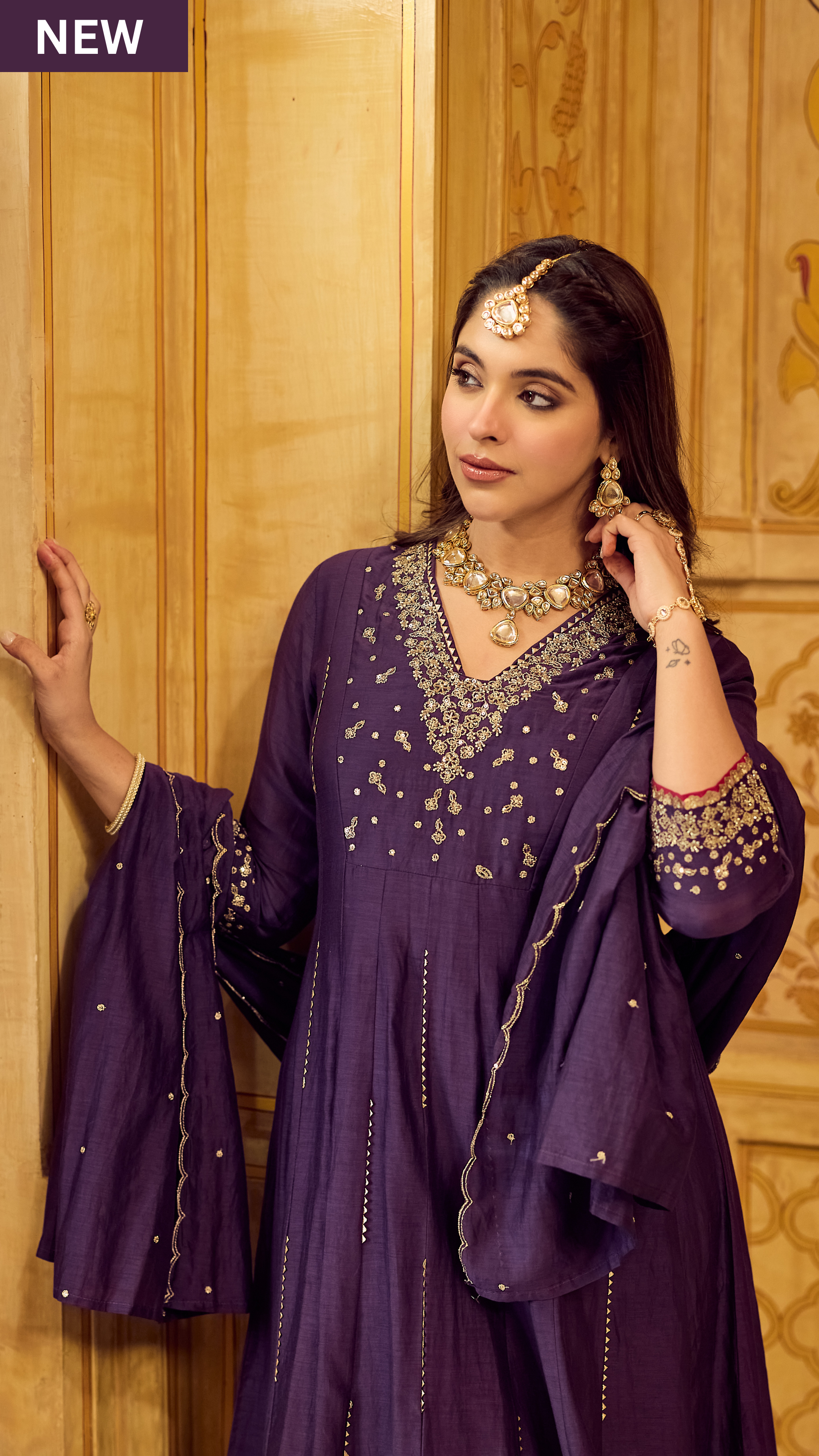 Regal Berry Mul Chanderi Suit Set