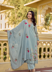 Ocean Mist Chanderi Suit Set