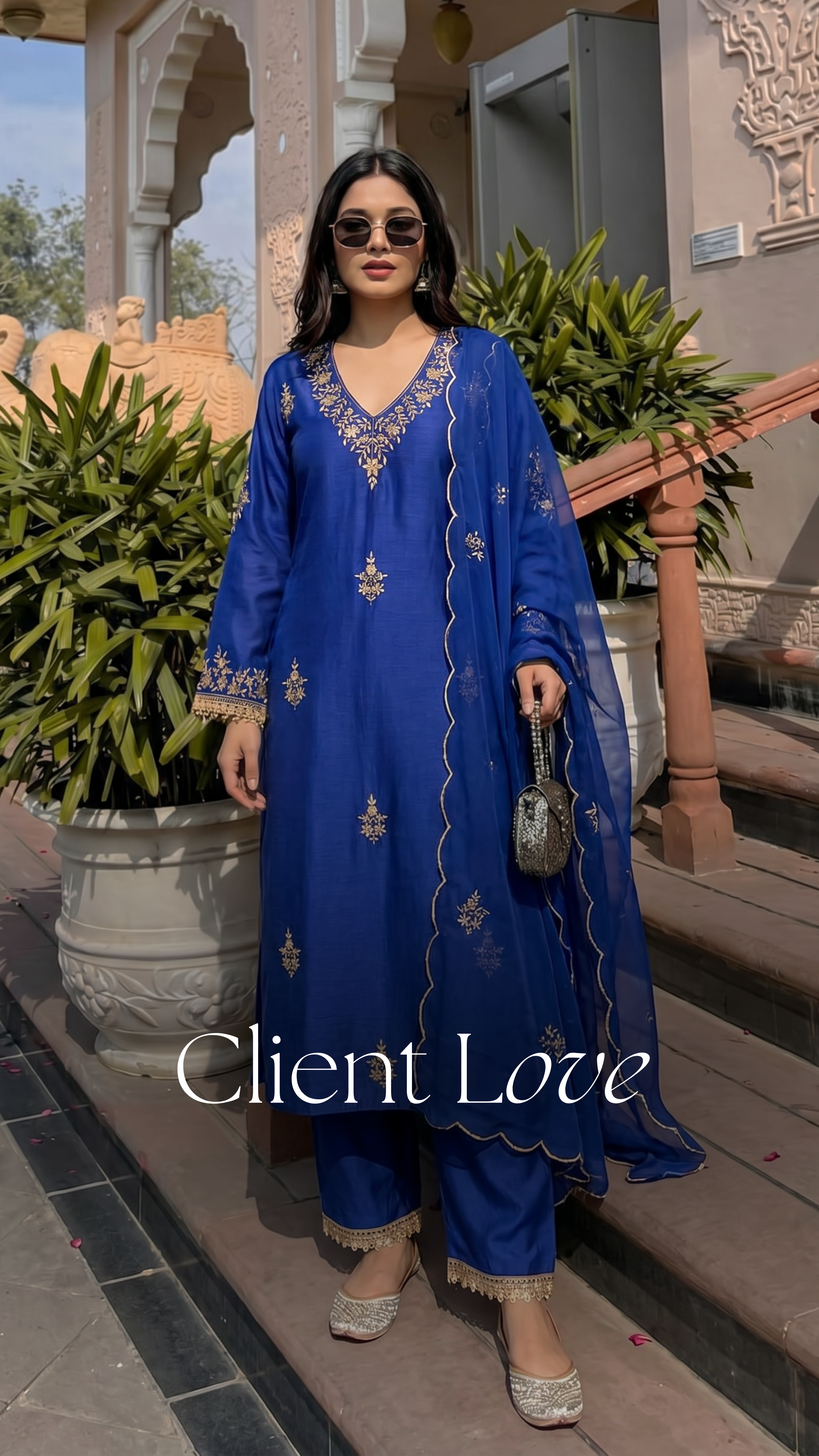 Royal Sapphire Pure Russian Silk Suit Set