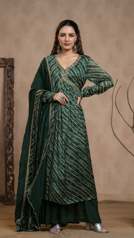 Green Leheriya Suit Set