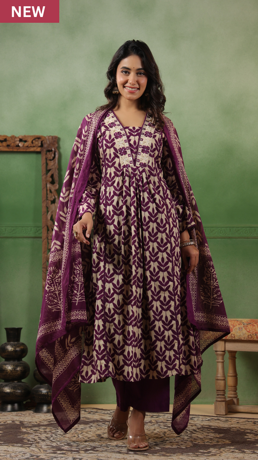 Royal Purple Cotton Suit Set