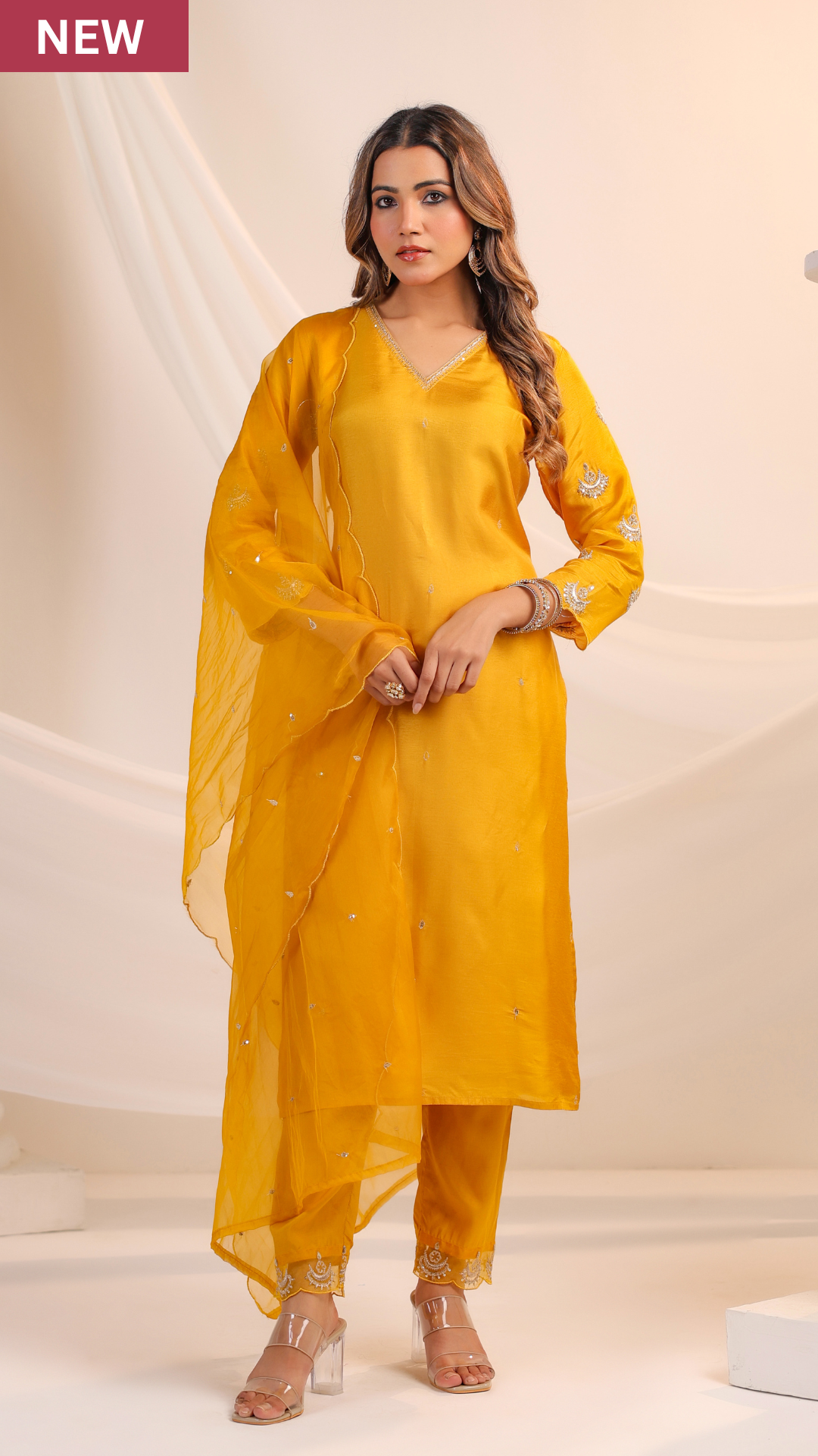 Golden Glow Silk Suit Set