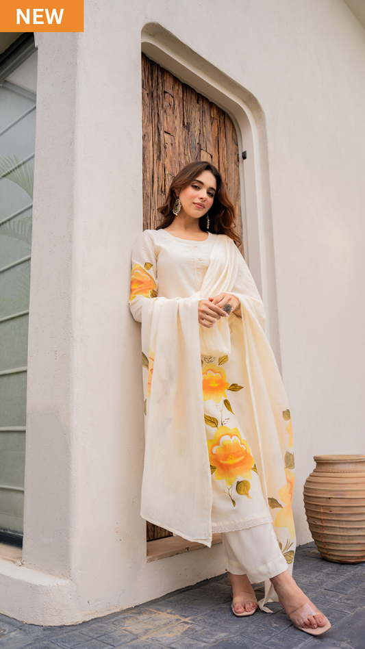 Sunlit Bloom Chanderi Suit Set