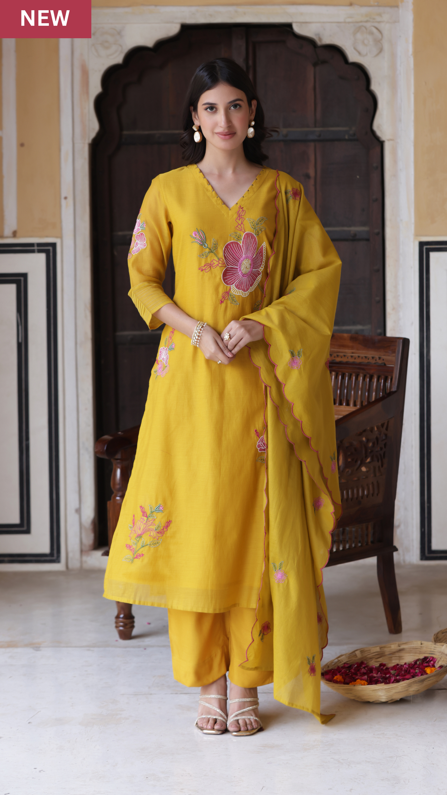 Yellow Bliss Chanderi Suit Set