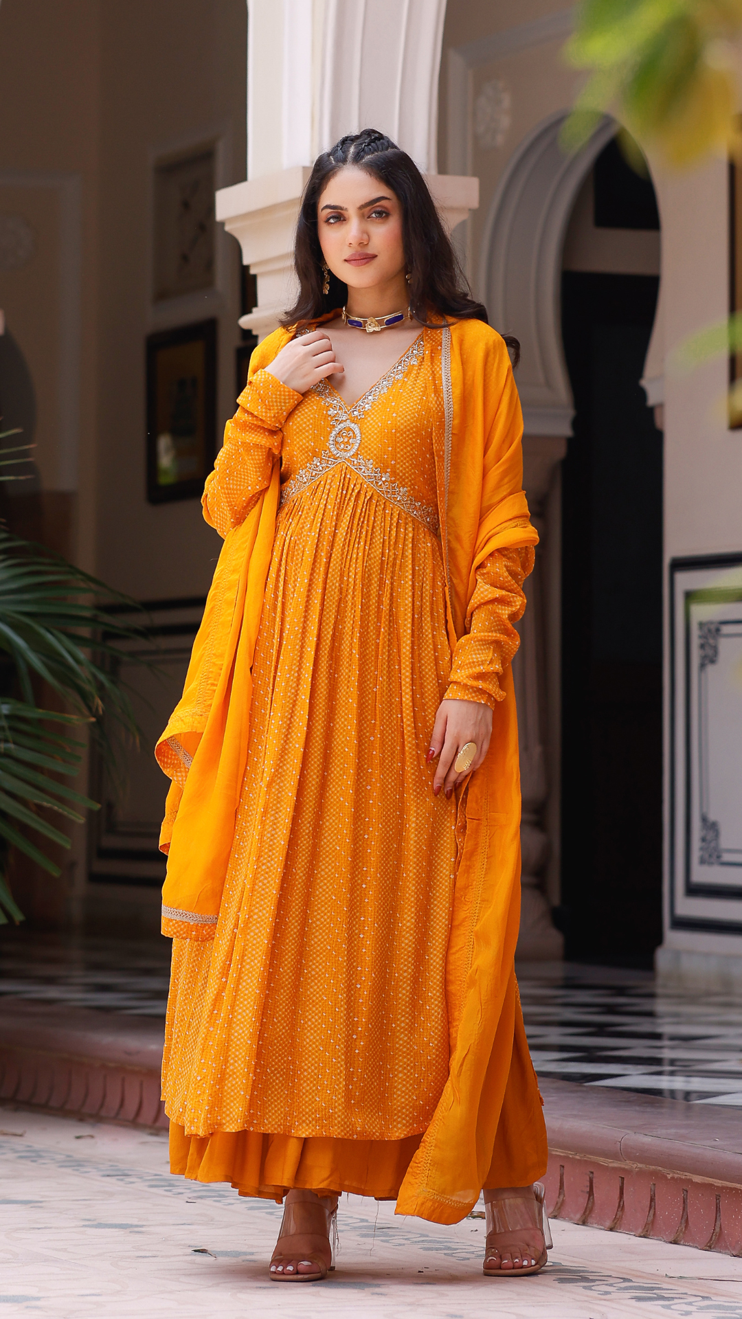 Yellow Anarkali Set