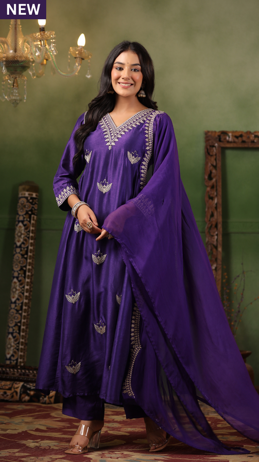 Royal Purple Silk Suit Set