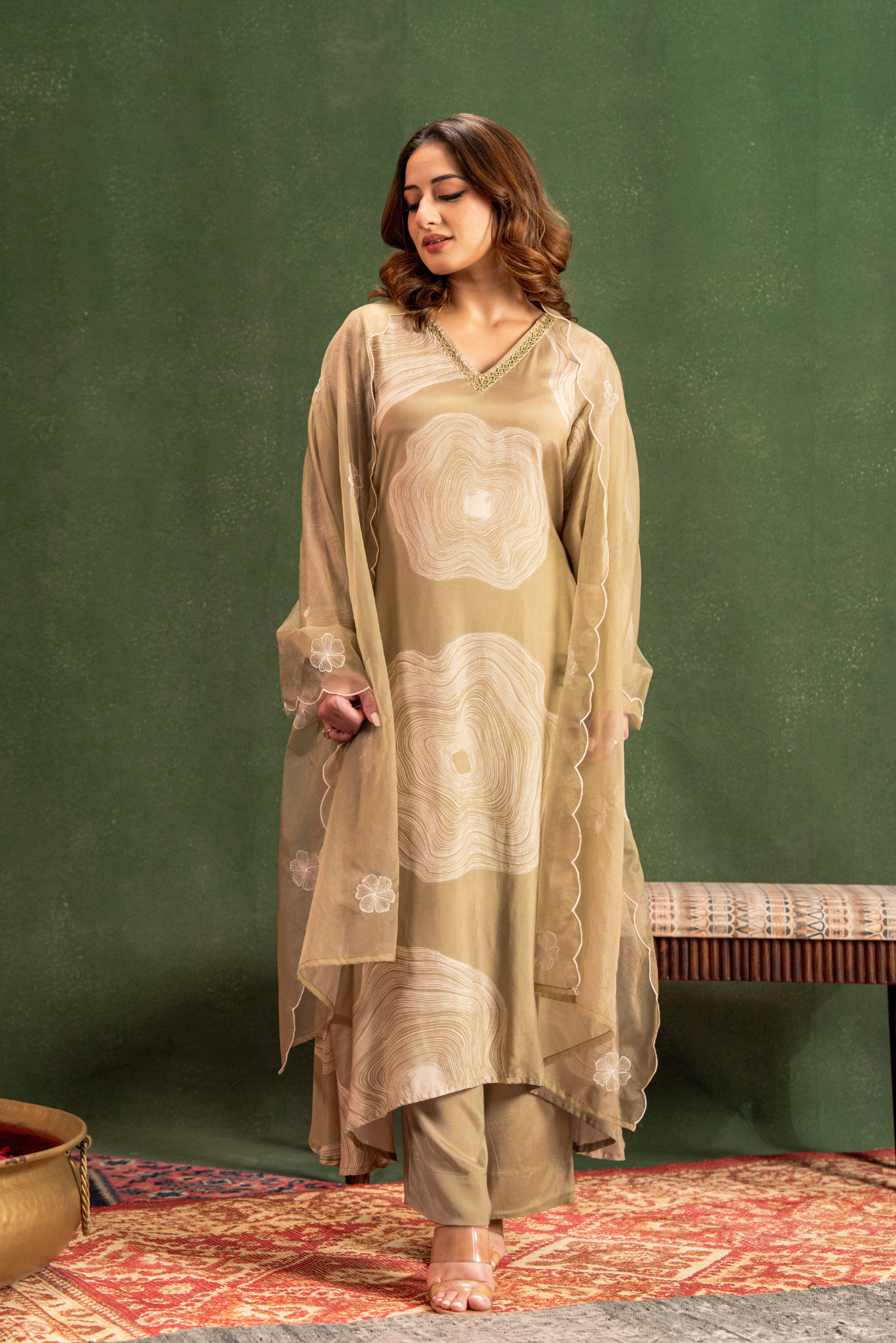 Sandstone Beige Muslin Suit Set