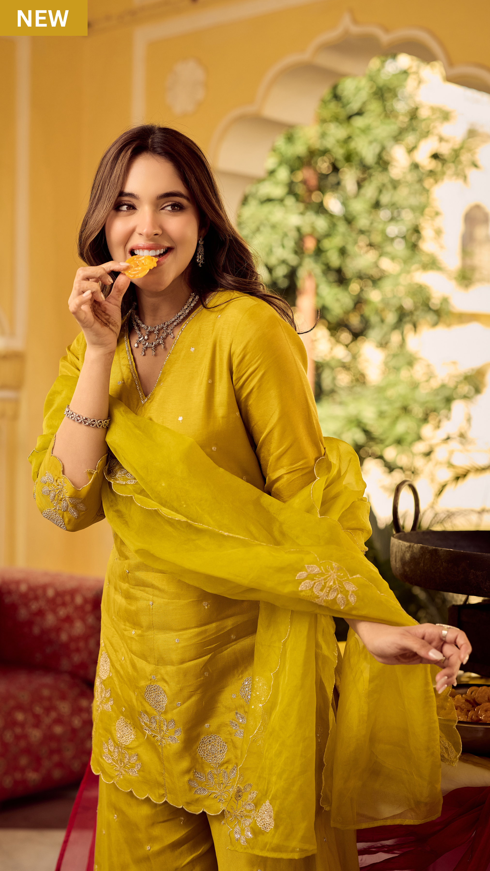 Golden Meadow Embroidered Suit Set