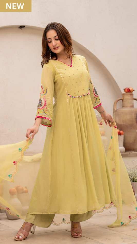 Lemon Zest Anarkali Suit Set