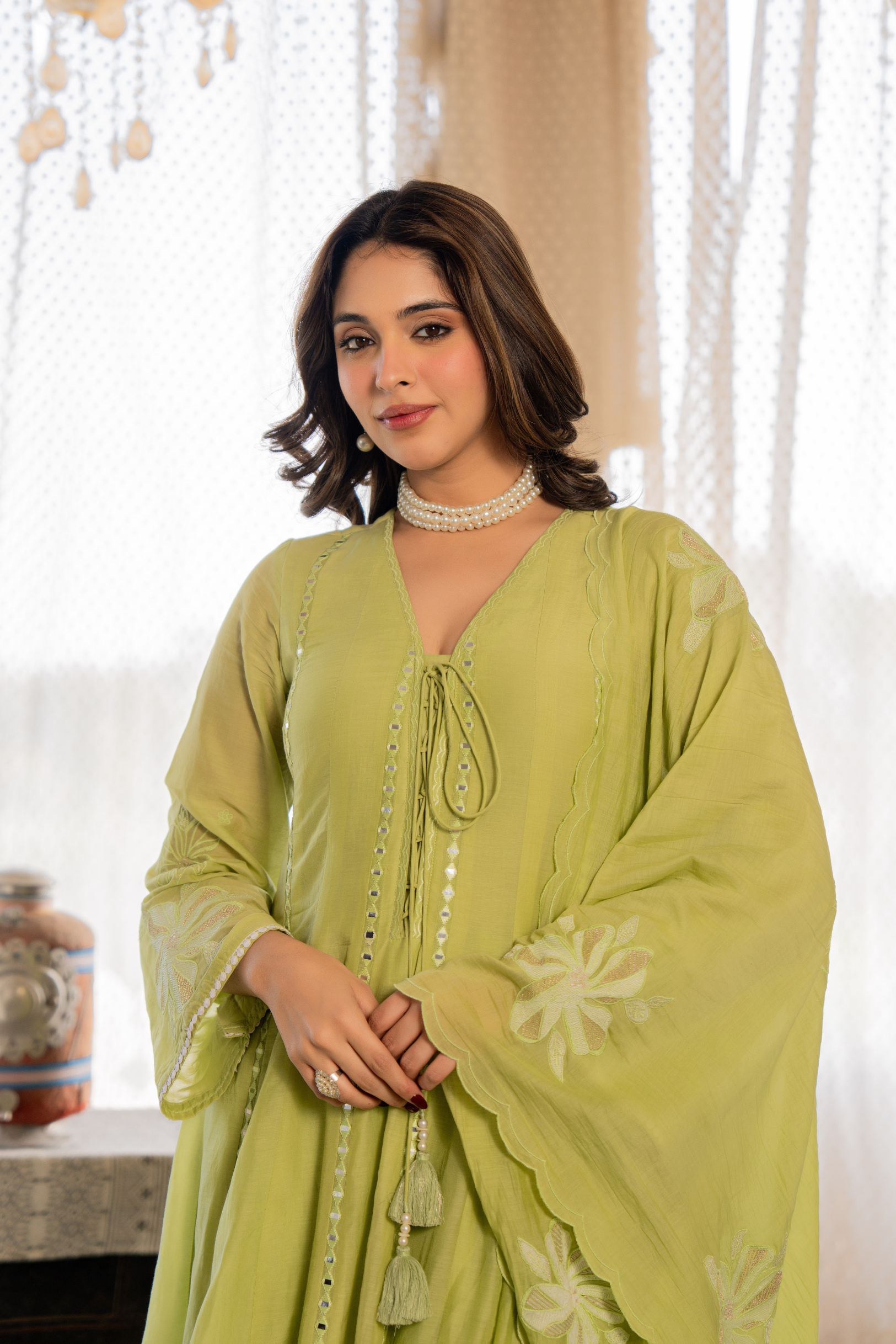Minted Elegance Chanderi Suit Set