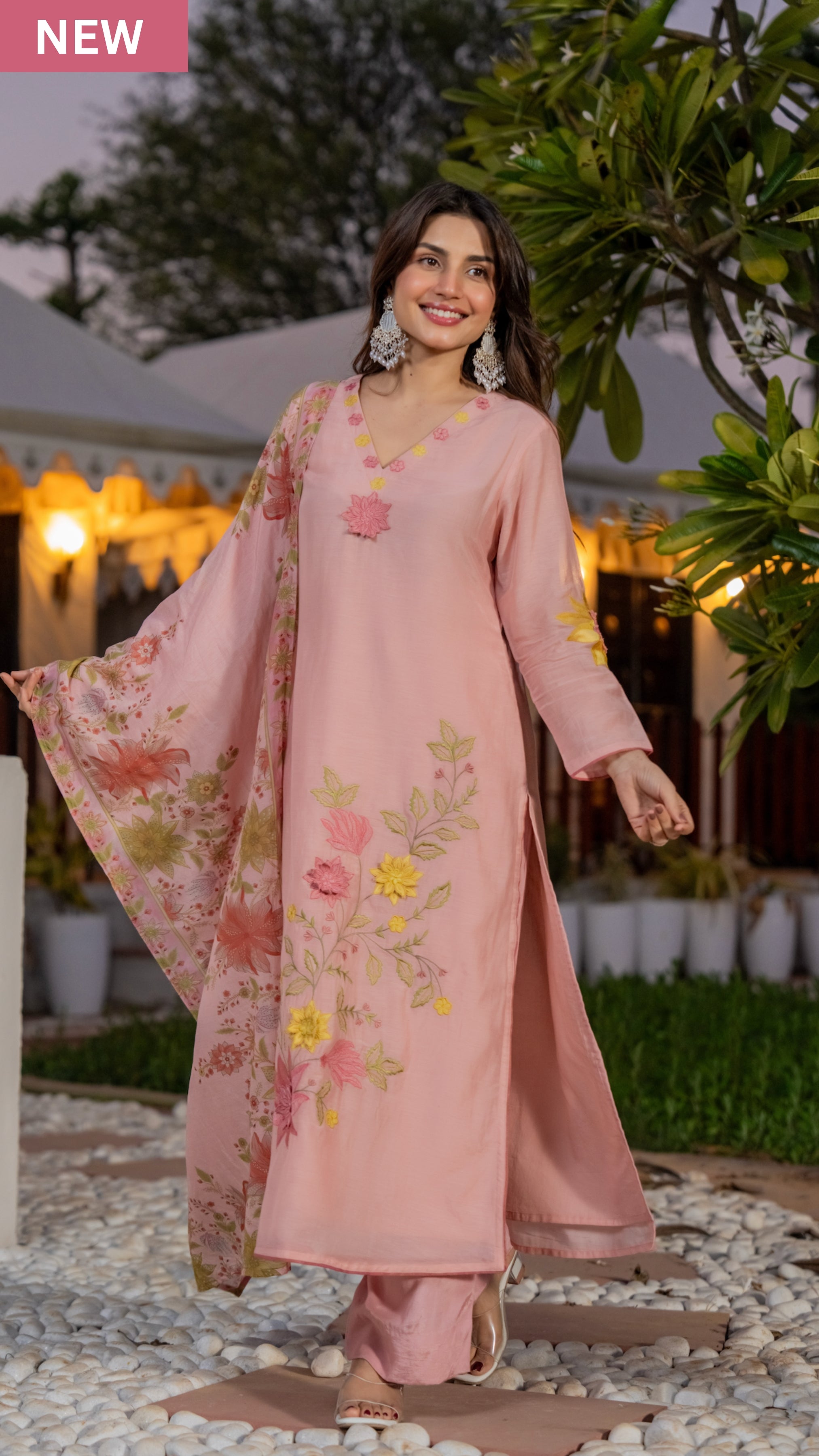 Blush Petal Chanderi Suit Set