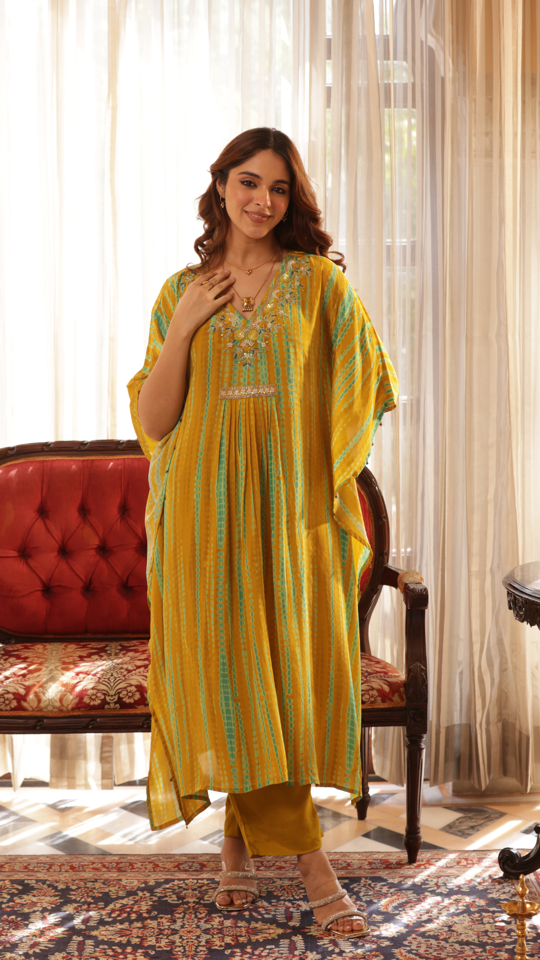 Moss Embellished  Premium Kaftan Set