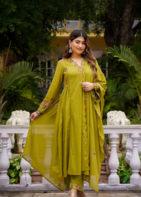 Olive Meadow Cotton Suit Set