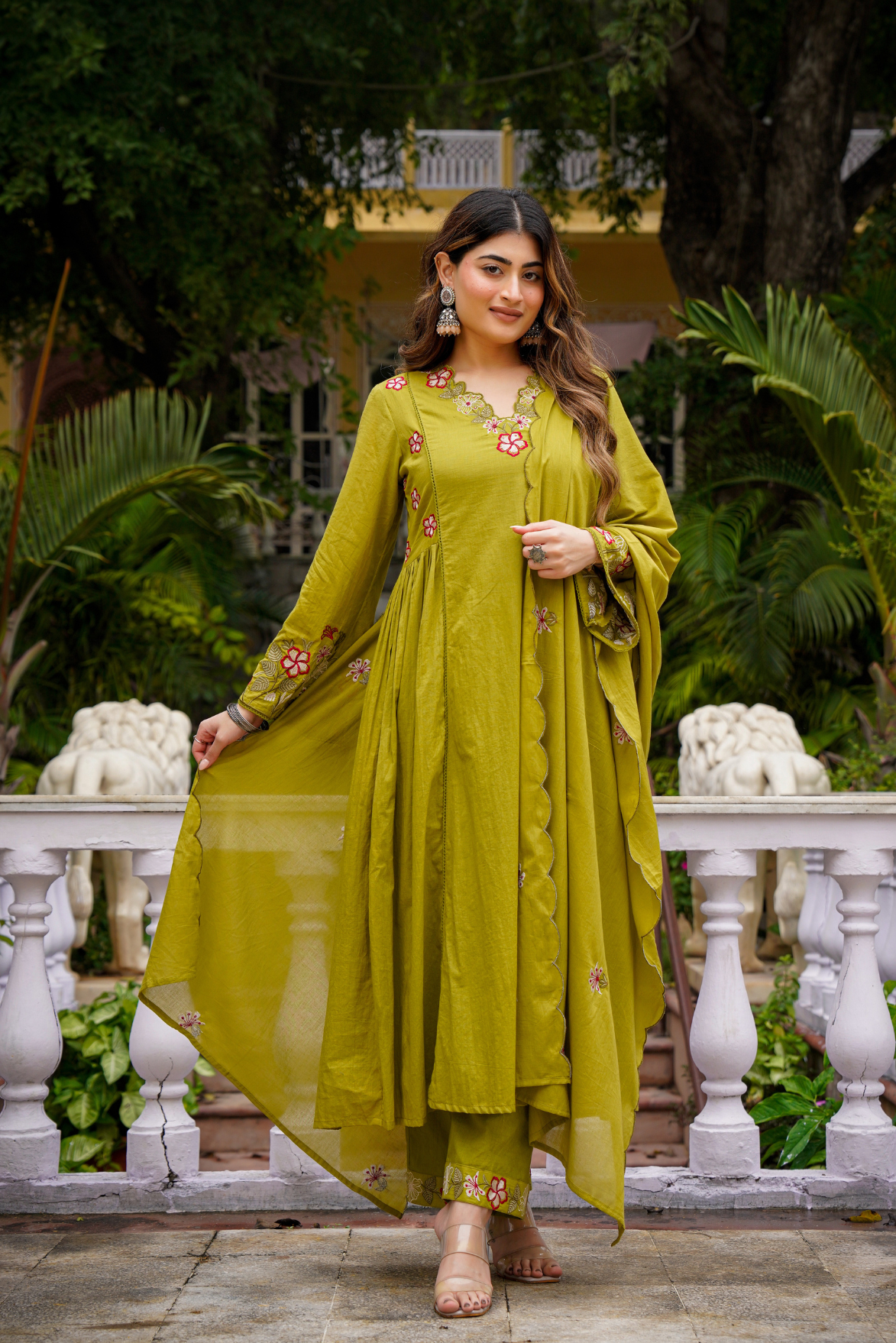 Olive Meadow Cotton Suit Set