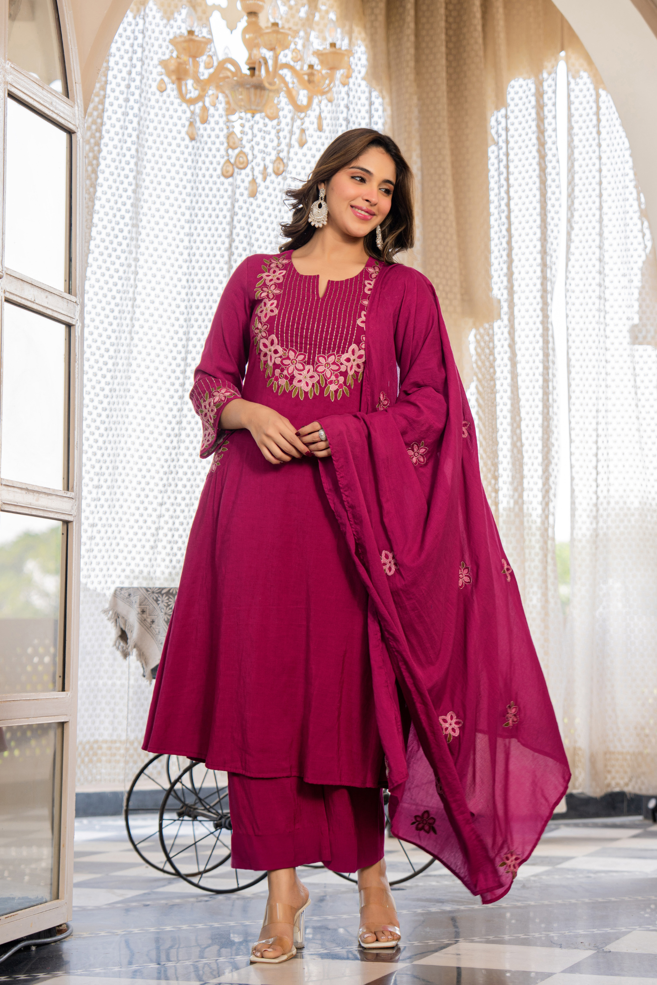 Berry Bloom A-line Suit Set
