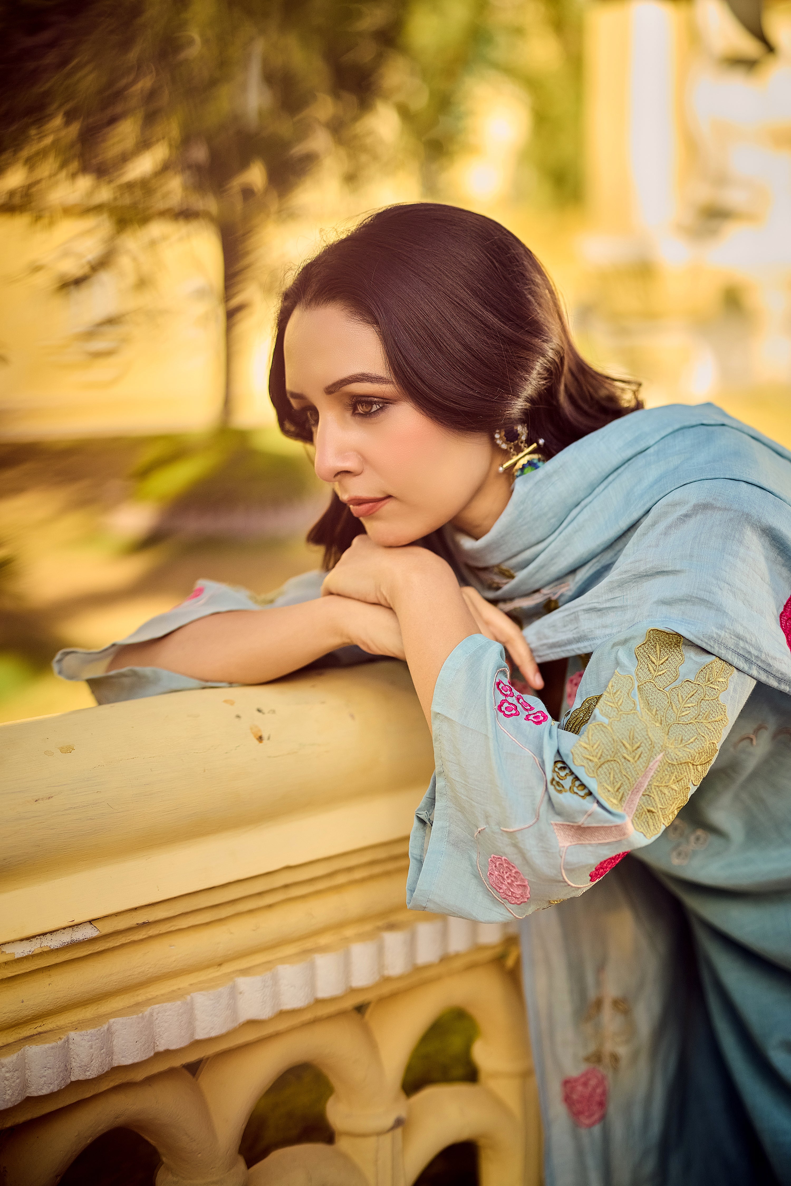 Ocean Mist Chanderi Suit Set
