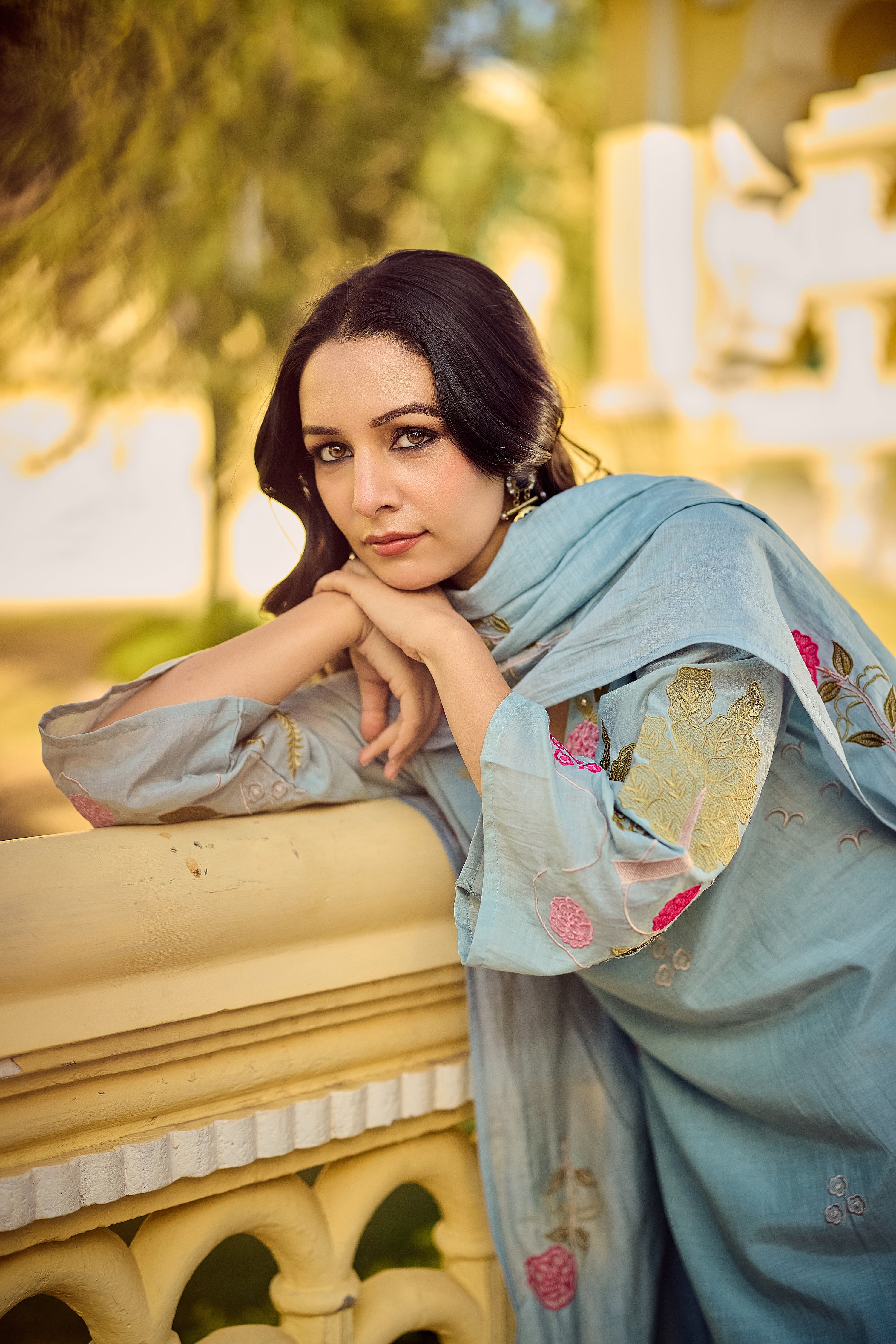 Ocean Mist Chanderi Suit Set