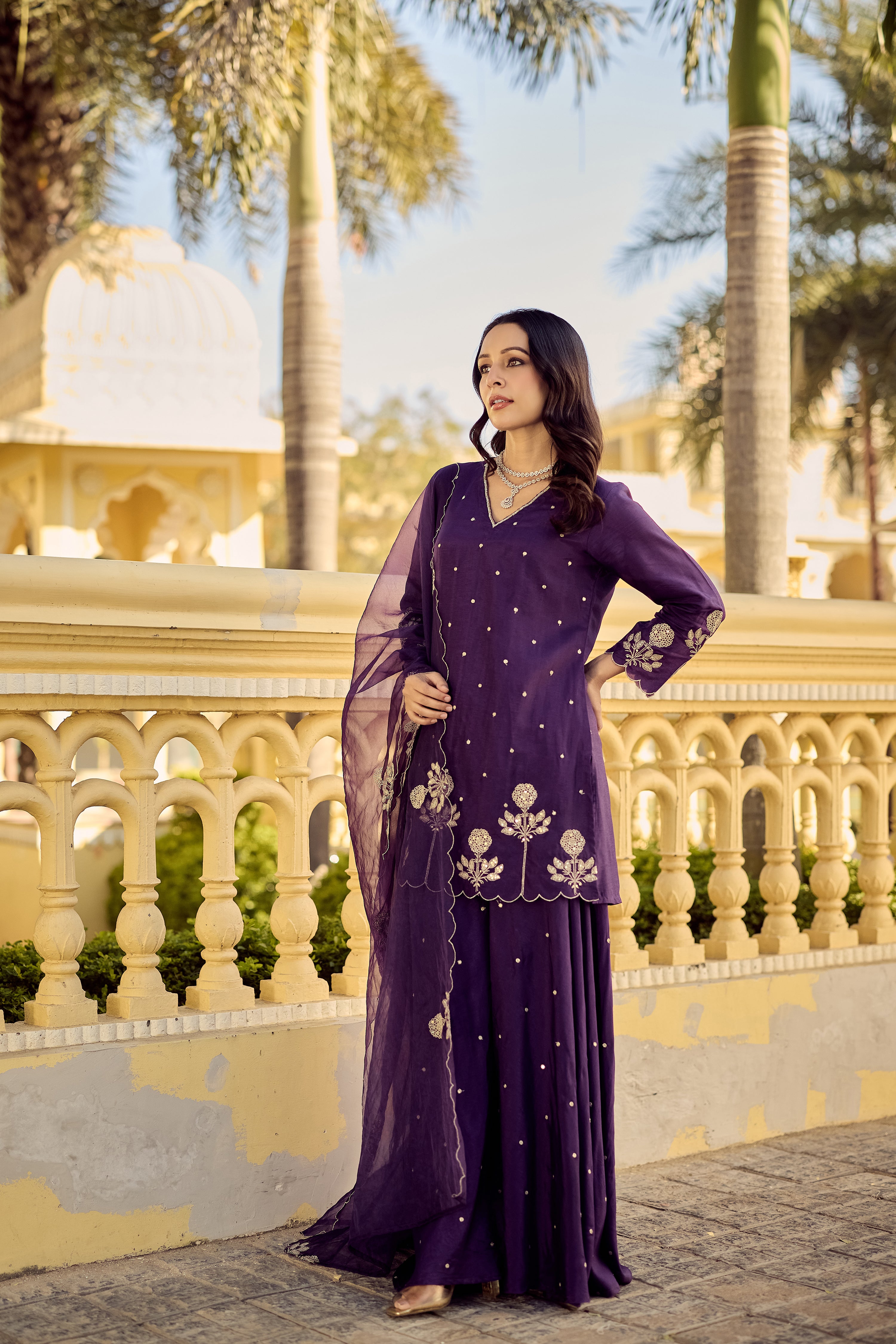 Plum Grace Embroidered Suit Set