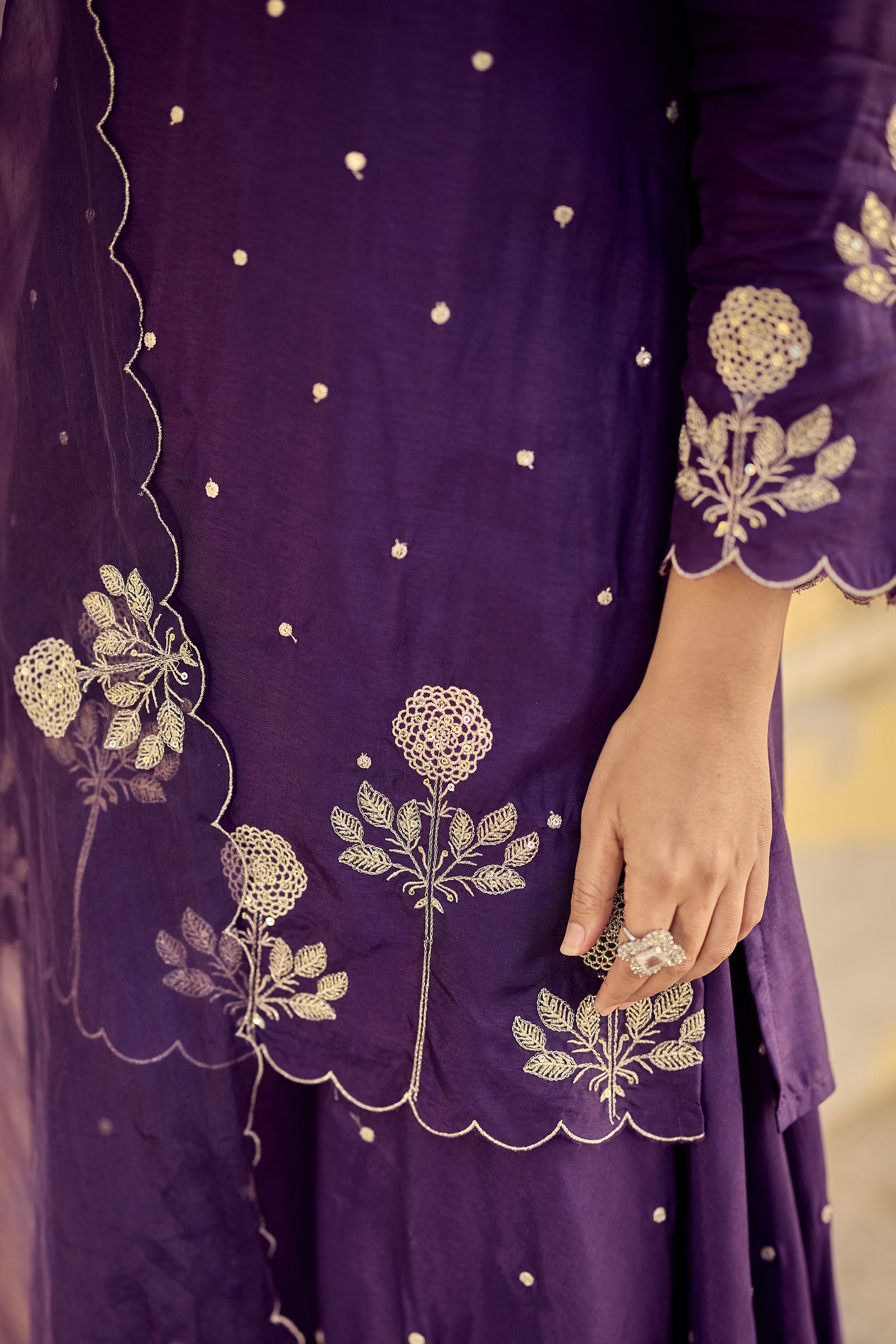 Plum Grace Embroidered Suit Set