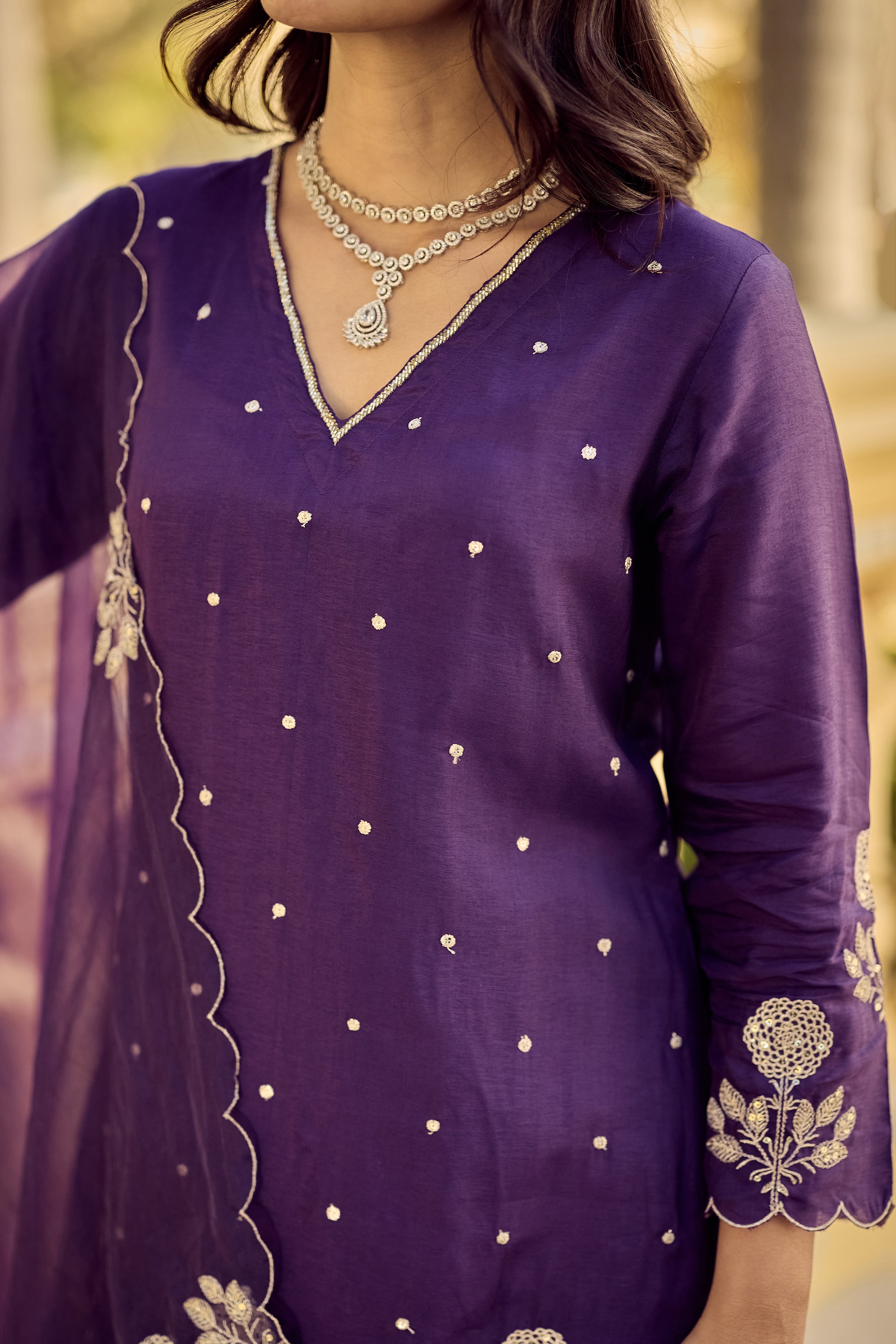Plum Grace Embroidered Suit Set