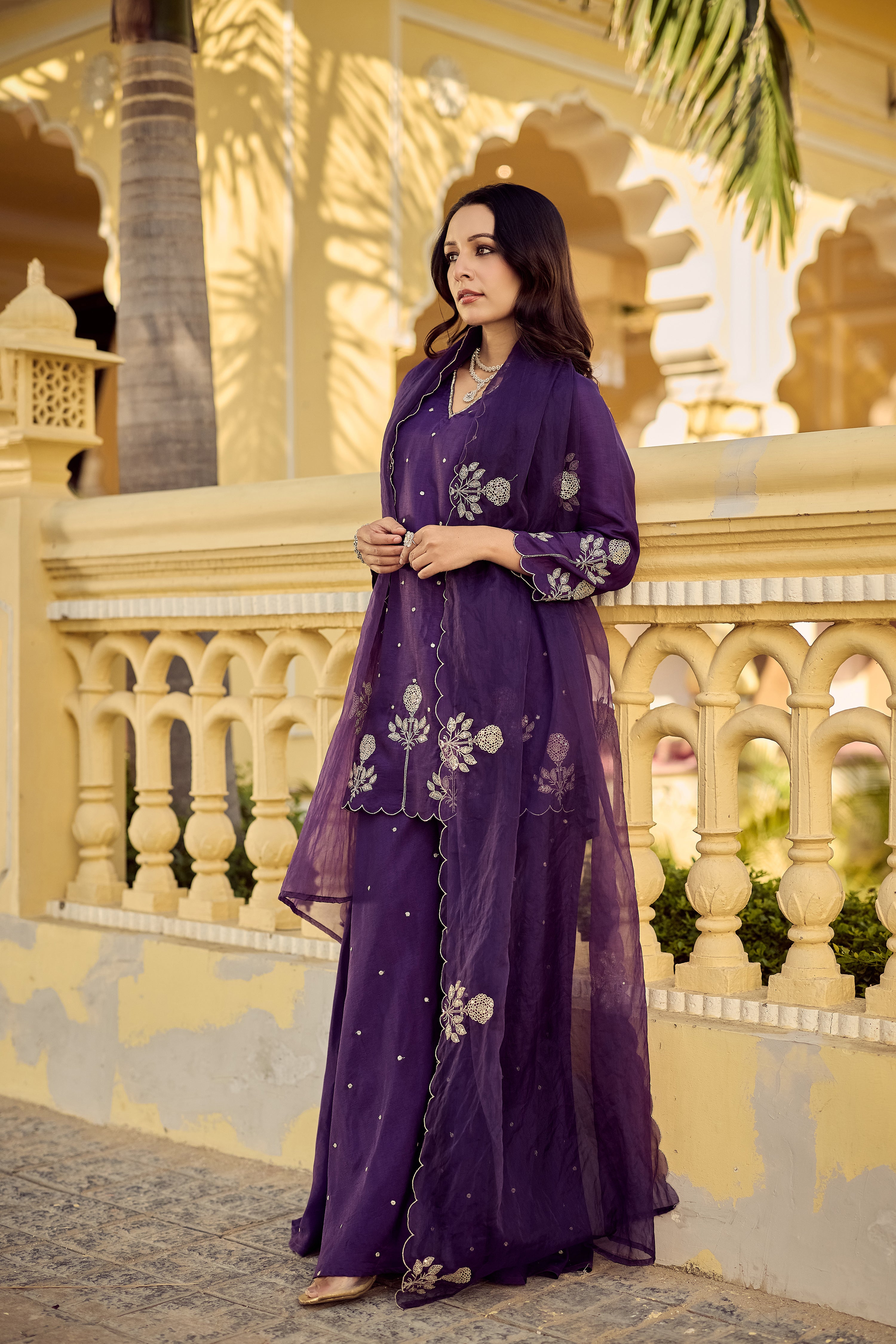 Plum Grace Embroidered Suit Set