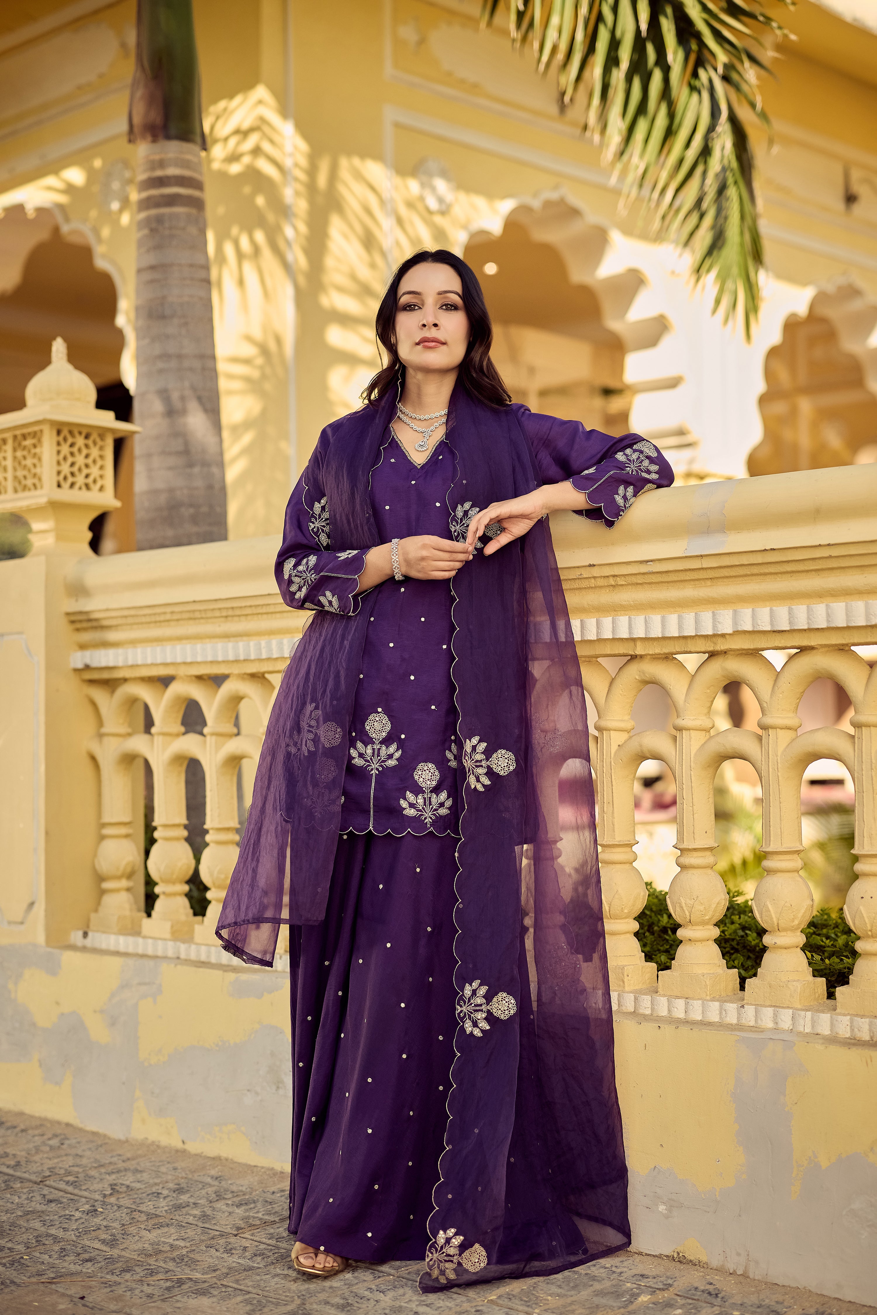 Plum Grace Embroidered Suit Set