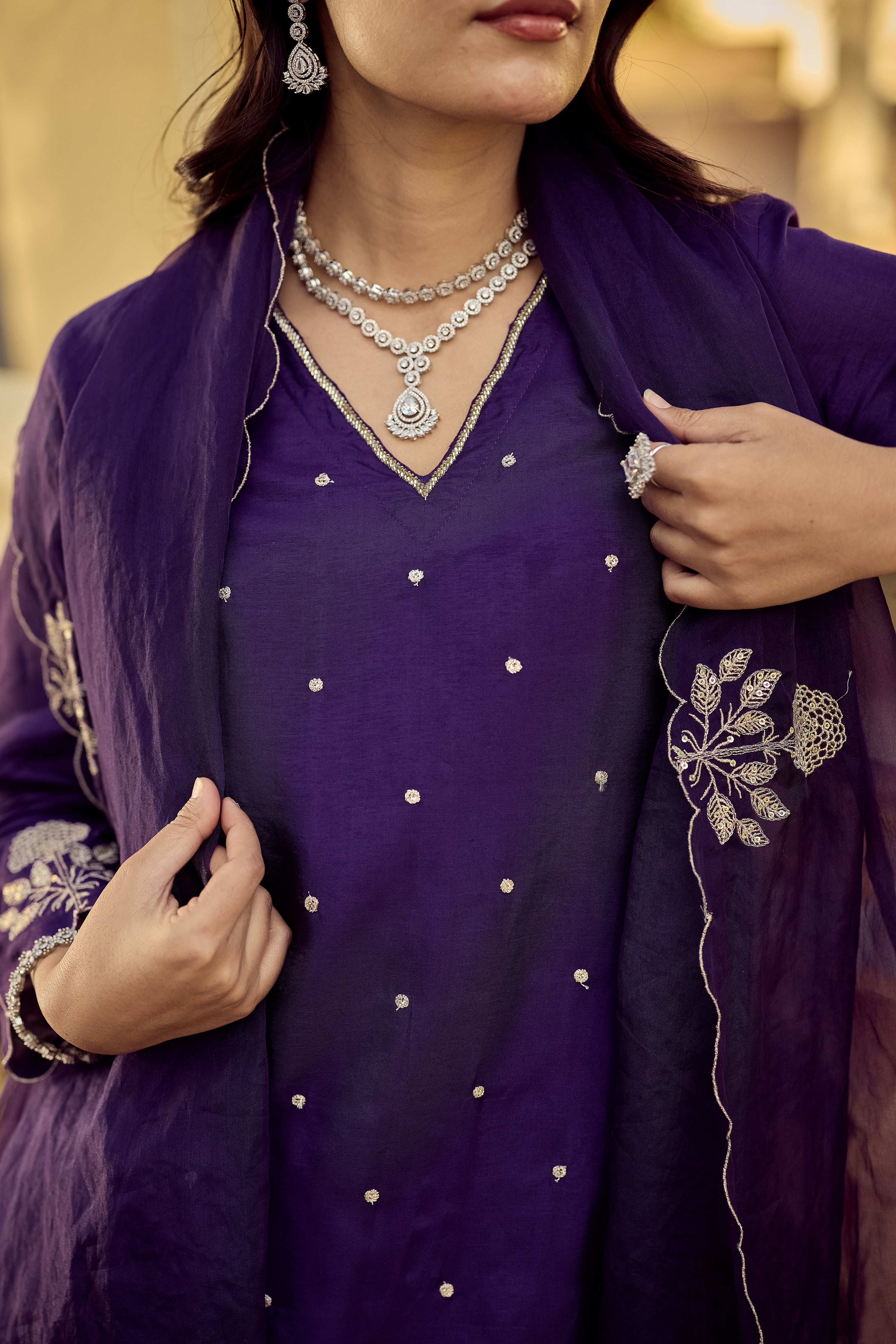 Plum Grace Embroidered Suit Set