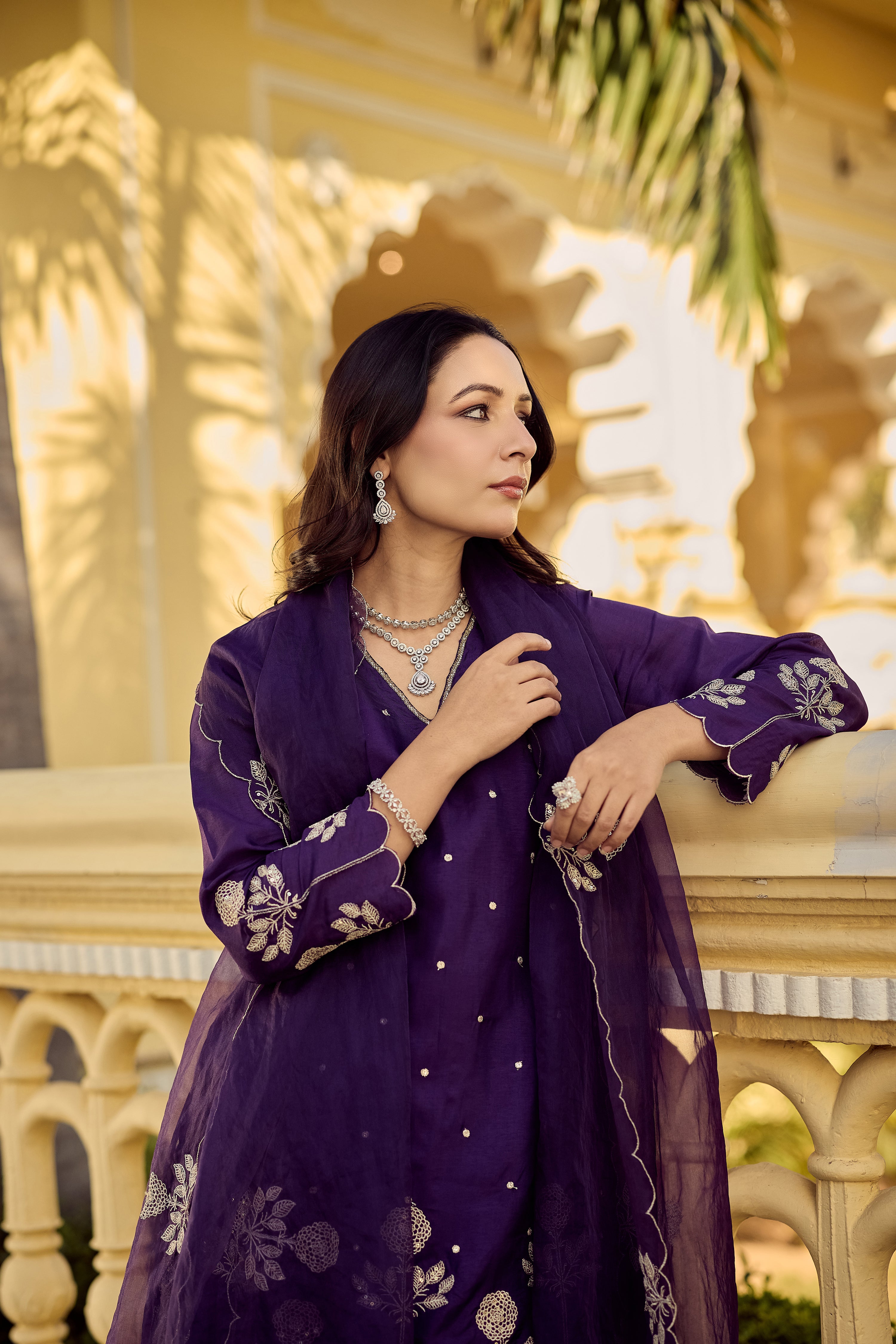 Plum Grace Embroidered Suit Set