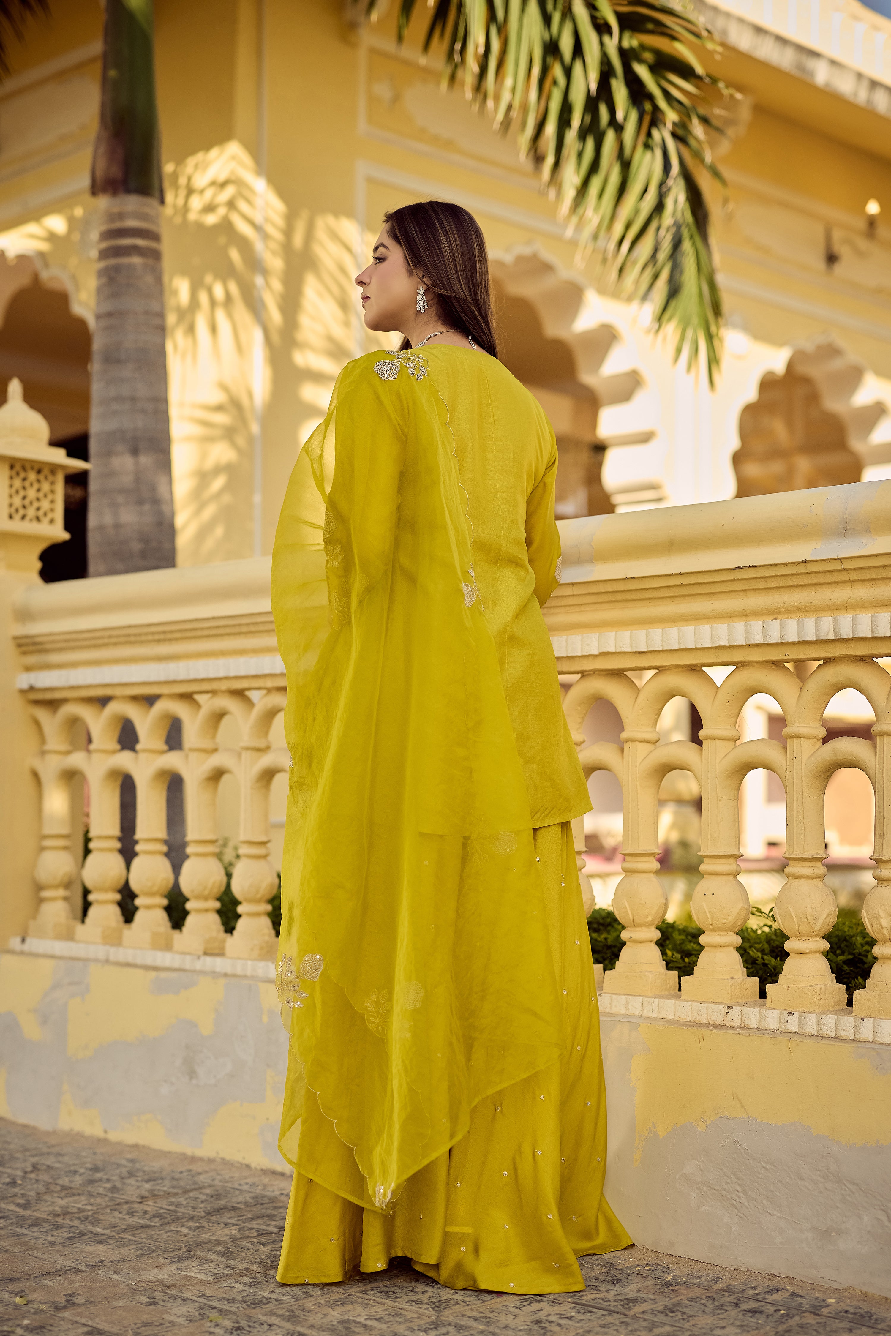 Golden Meadow Embroidered Suit Set