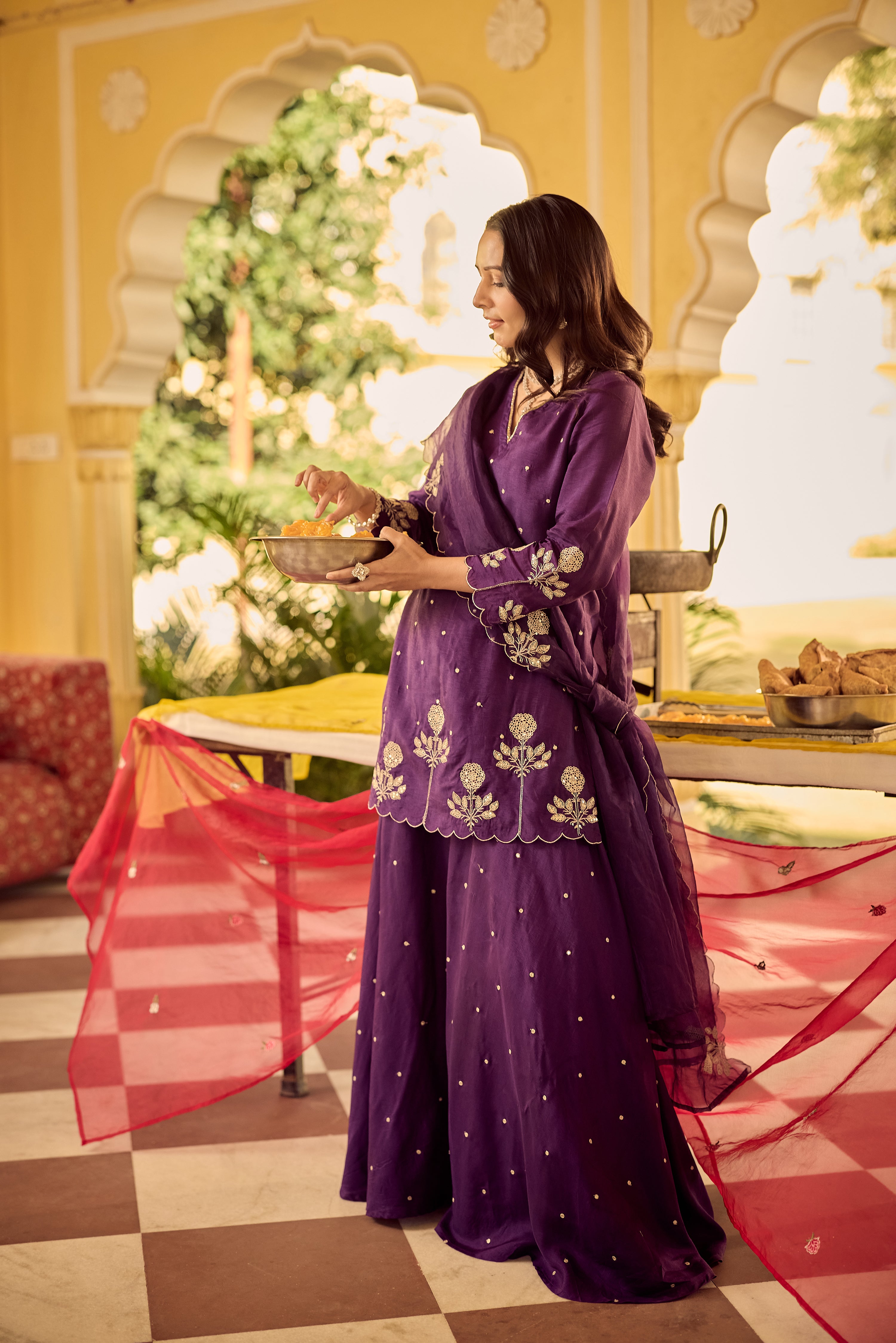 Plum Grace Embroidered Suit Set