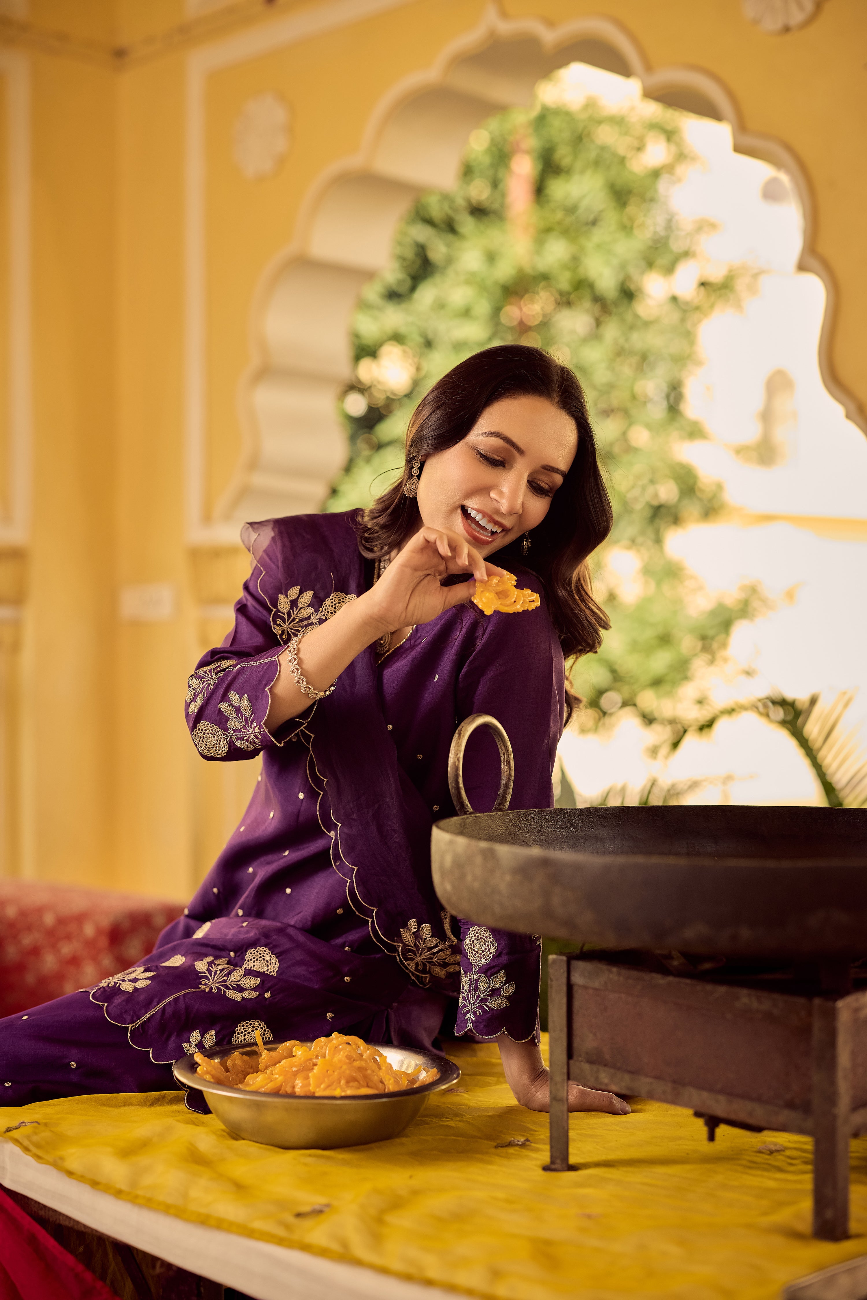 Plum Grace Embroidered Suit Set