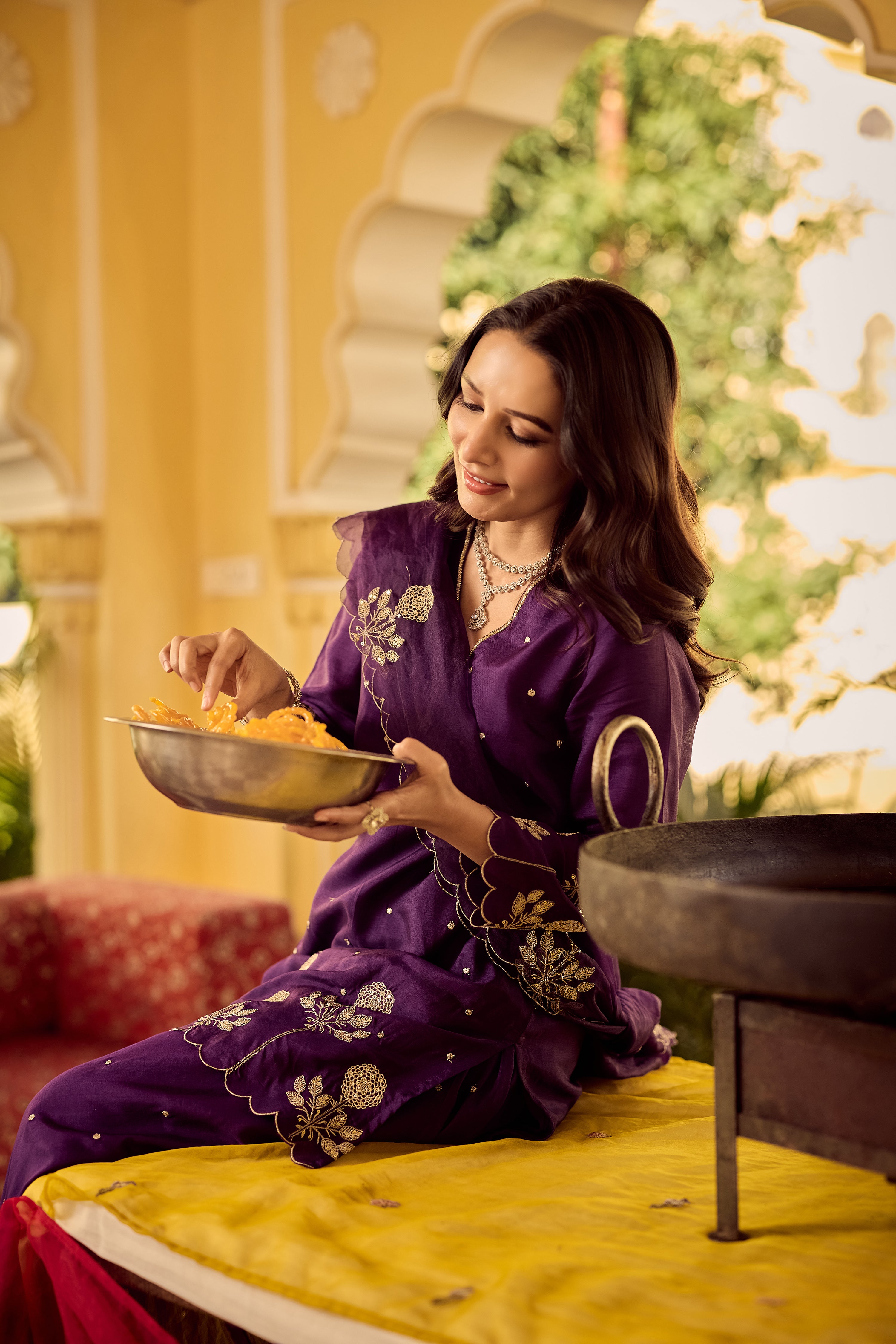 Plum Grace Embroidered Suit Set