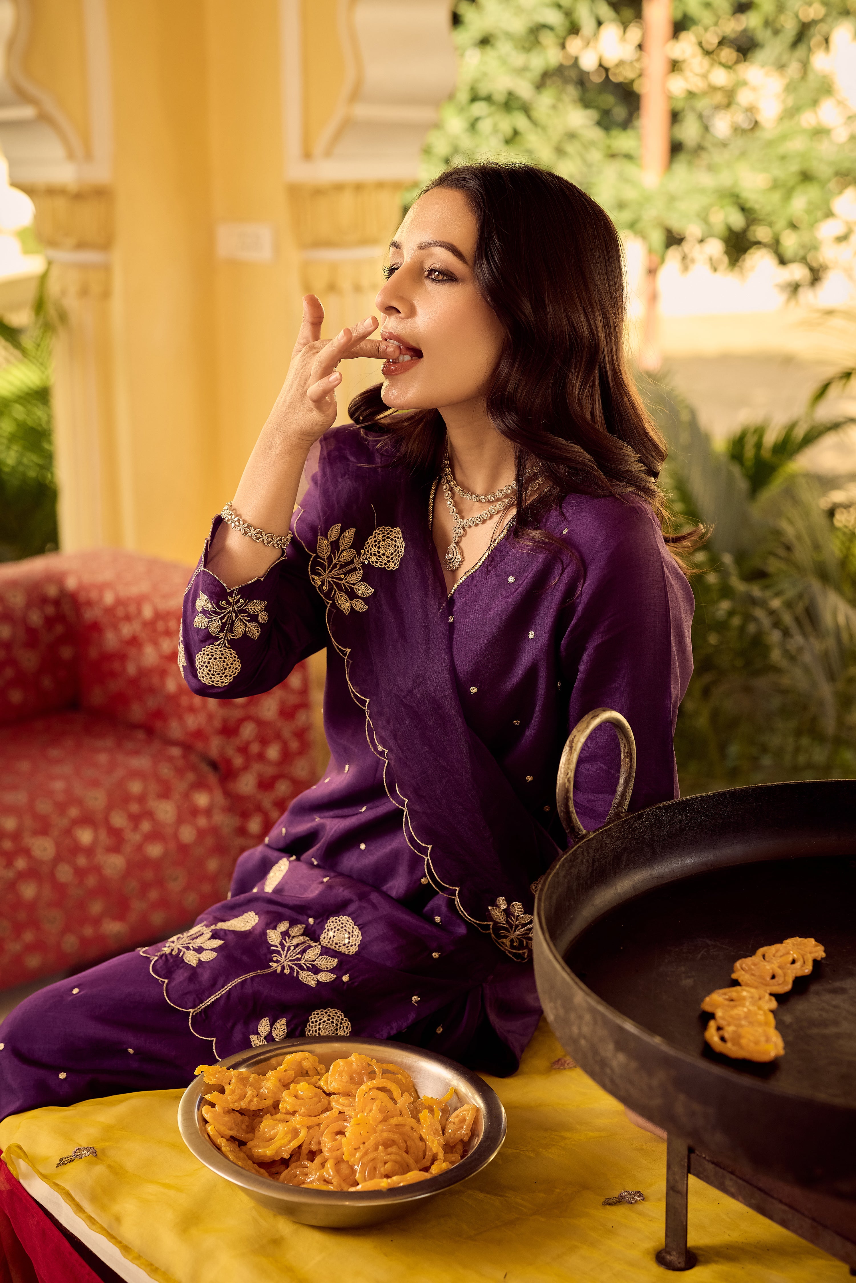 Plum Grace Embroidered Suit Set