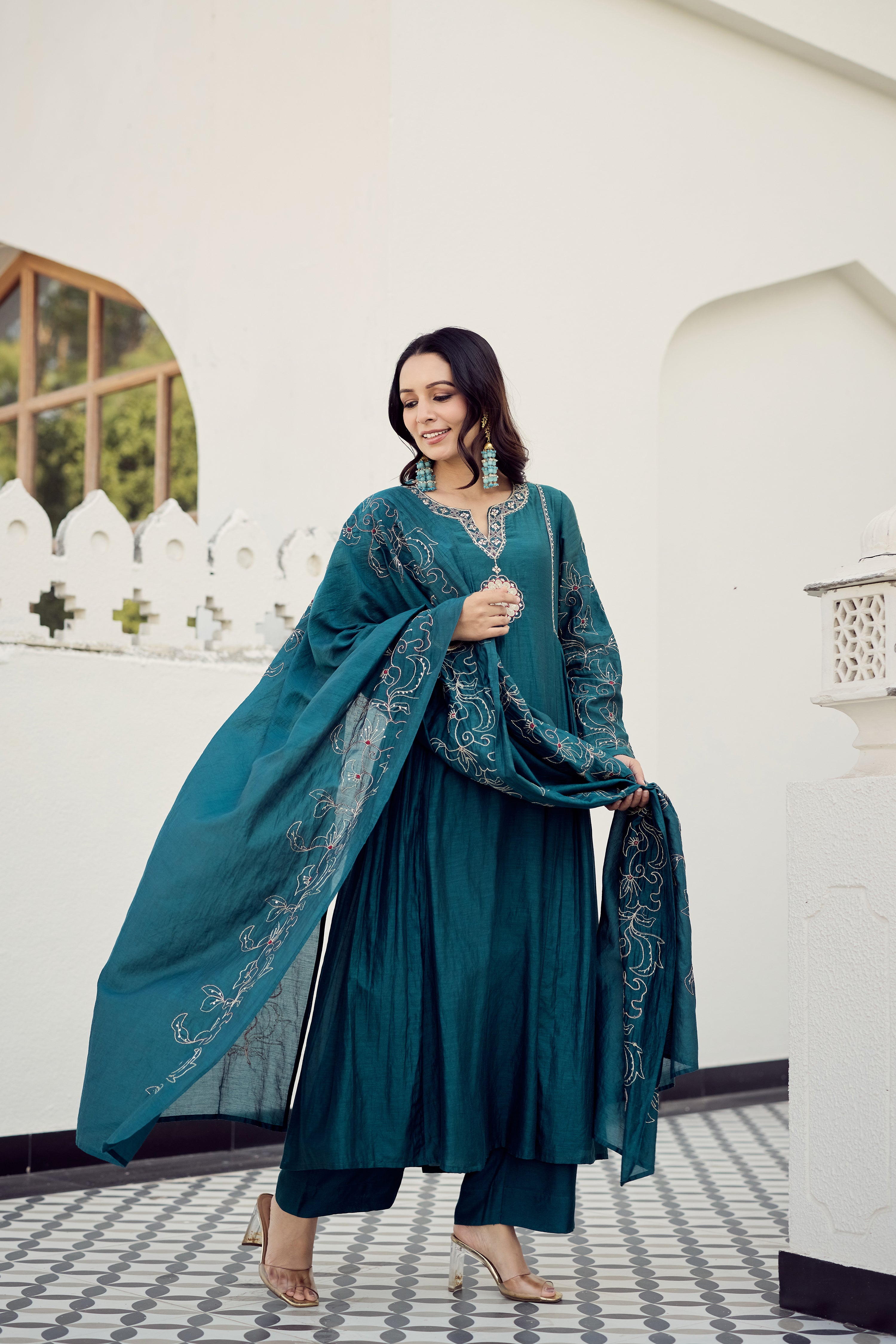 Ocean Grace Chanderi Suit Set