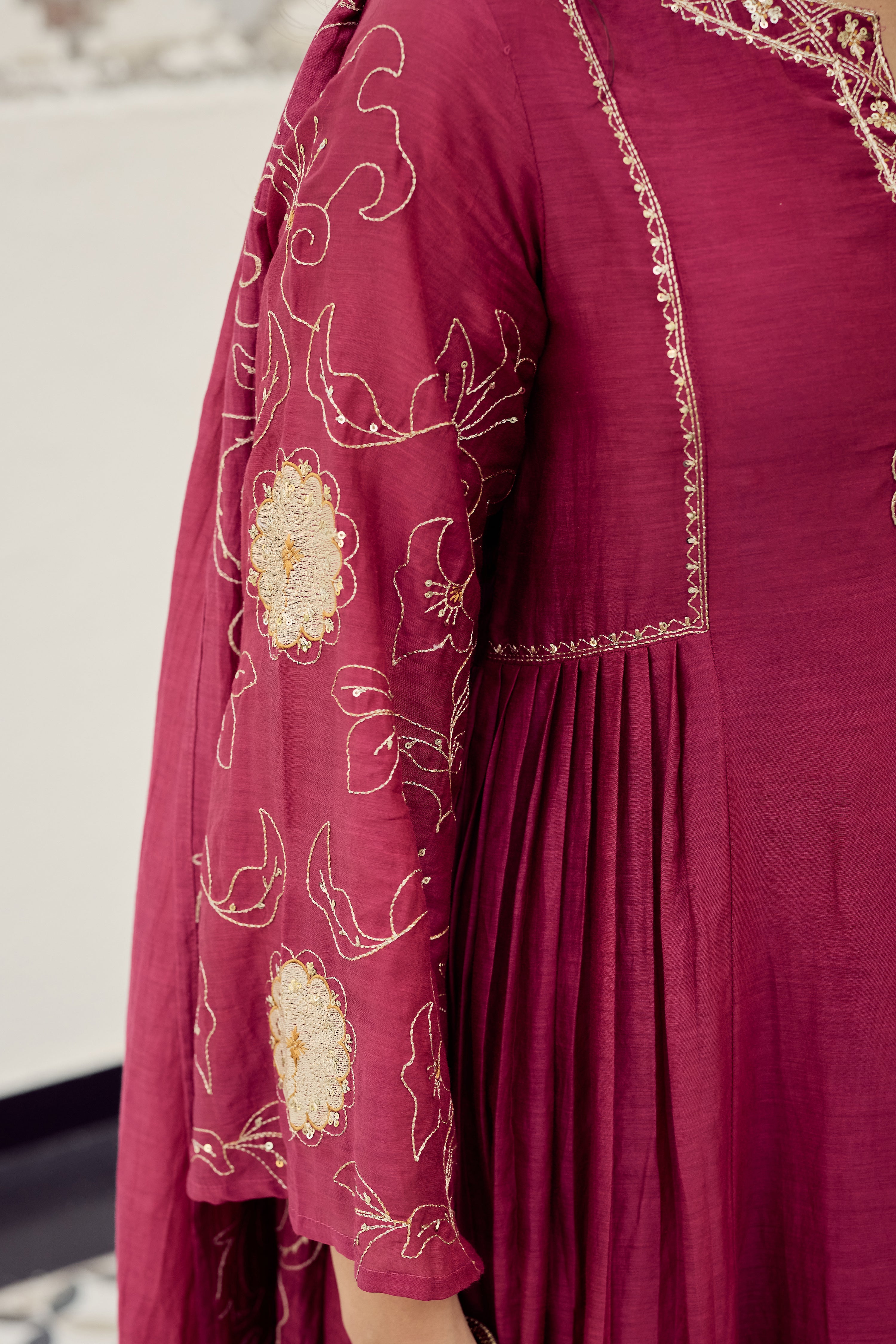 Blush Bloom Chanderi Kurta Set